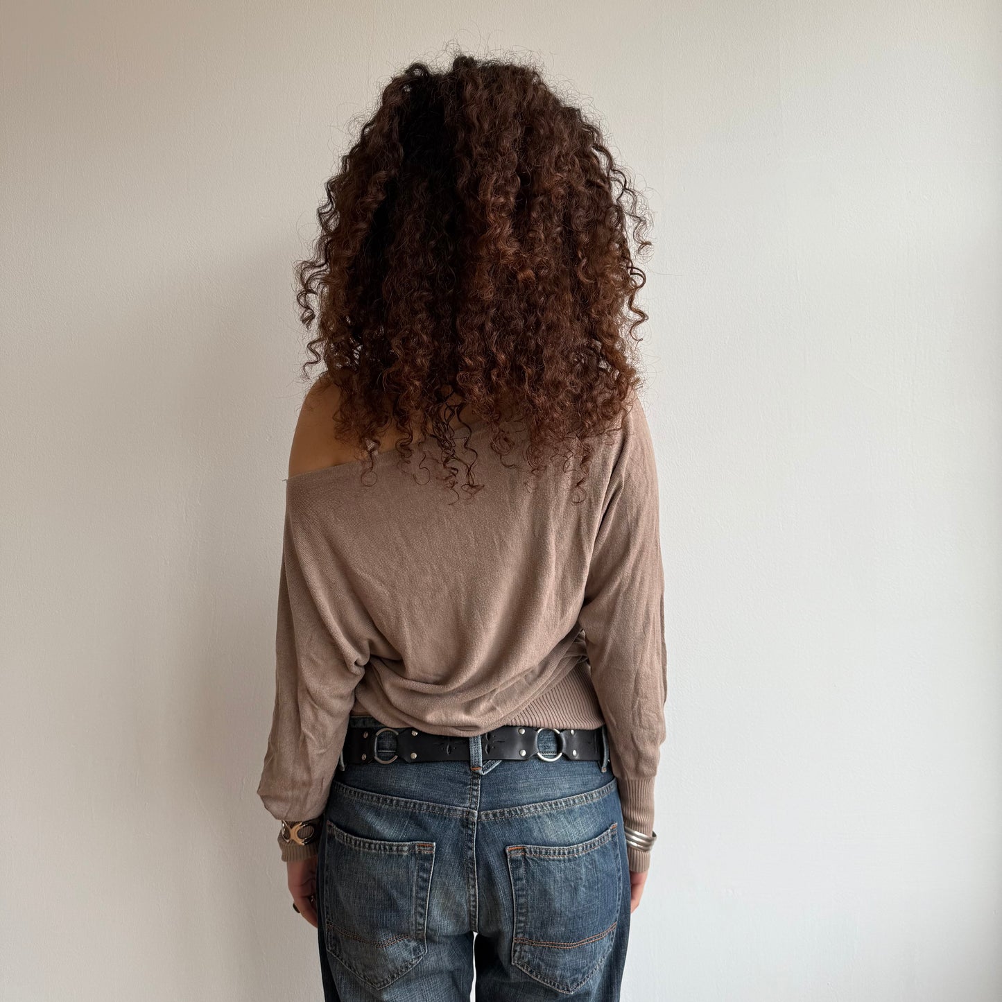 Beige slouchy knit jumper - Size M