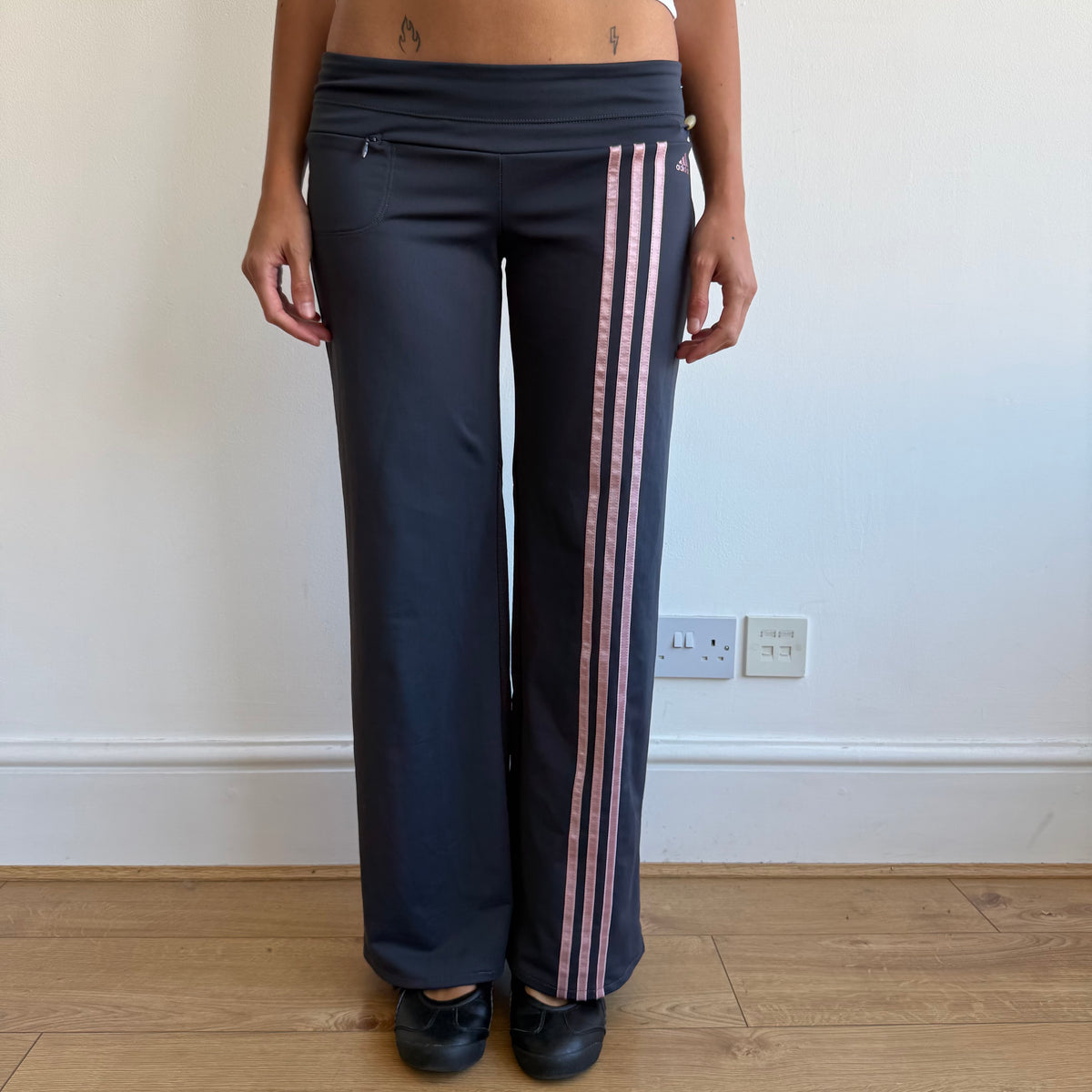 Navy + pink Adidas yoga pants - Size S