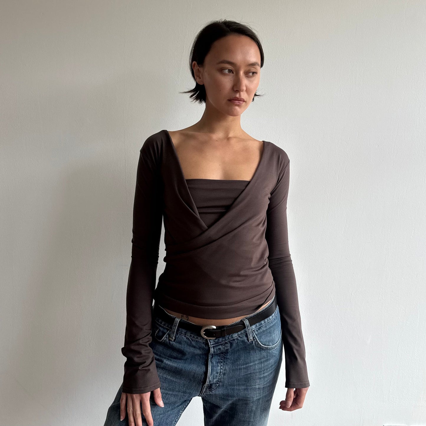 ‘The Keyhole Top’ long sleeve - Mocha
