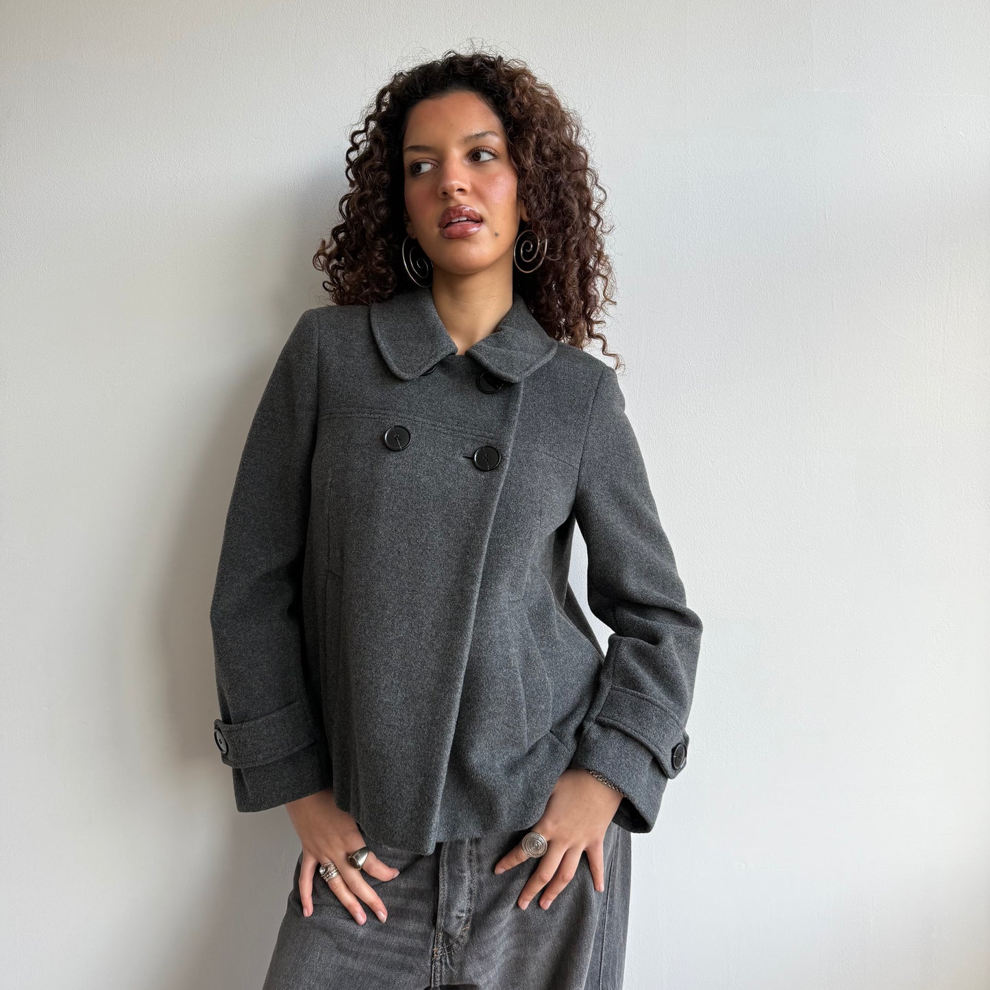 Dark grey peacoat - Size S