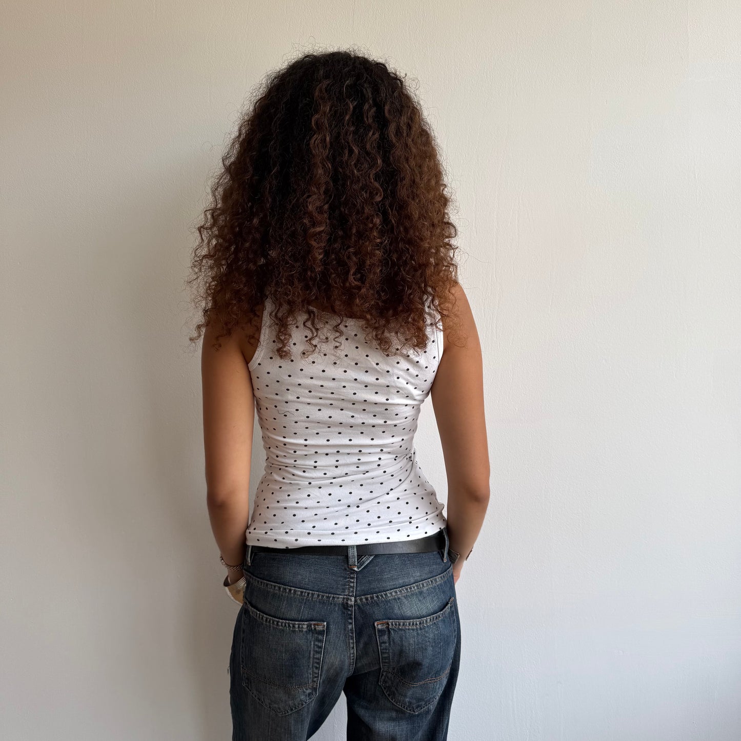 White polka dot cami - Size S