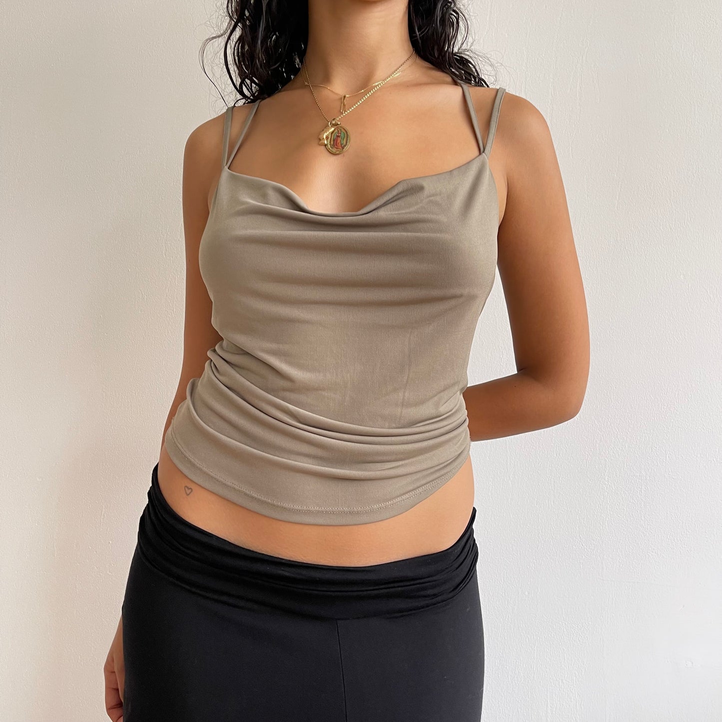 Khaki cowl neck - Size S