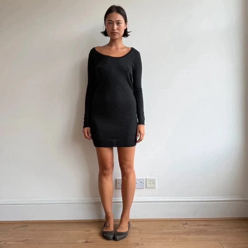 American vintage grey knit dress - Size S-L