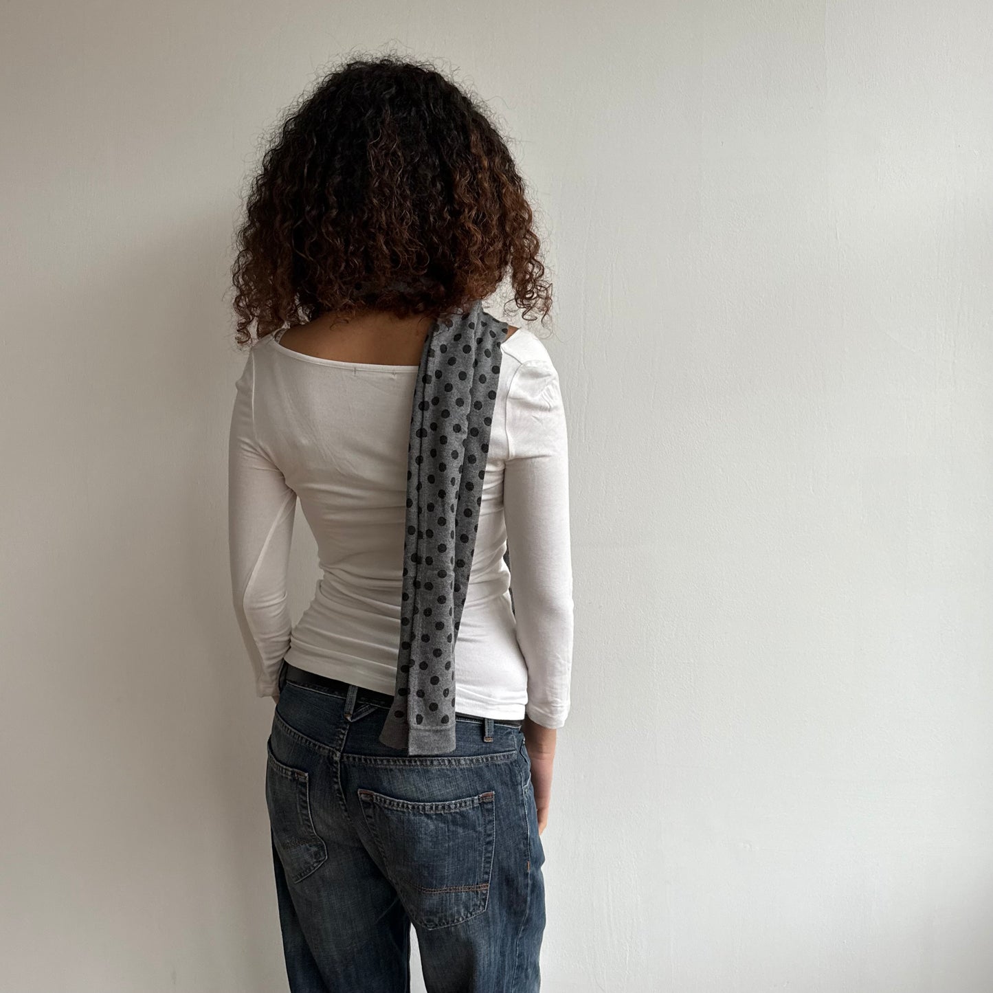 Grey polka dot scarf - One Size