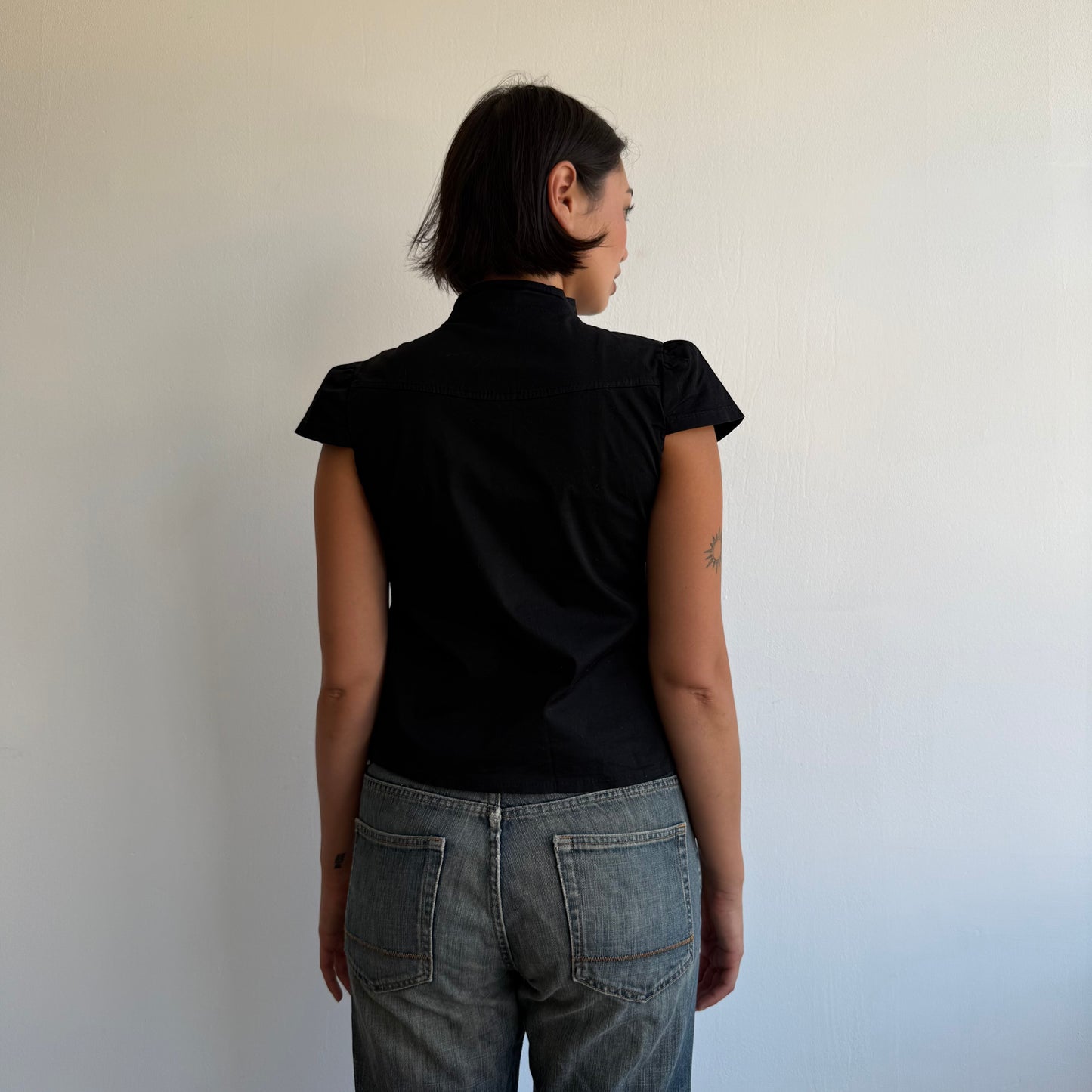 Black short sleeve peacoat - Size S