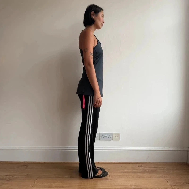 Charcoal + pink long gym top - Size M