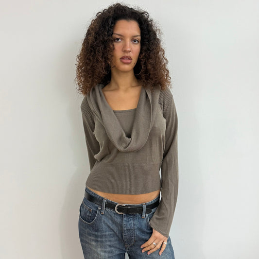 Taupe cowl neck knit - Size M