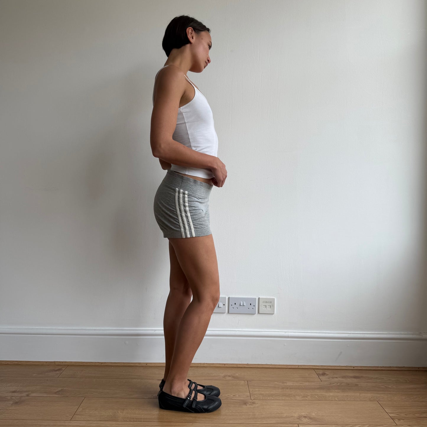 Grey Adidas mini shorts - Size M