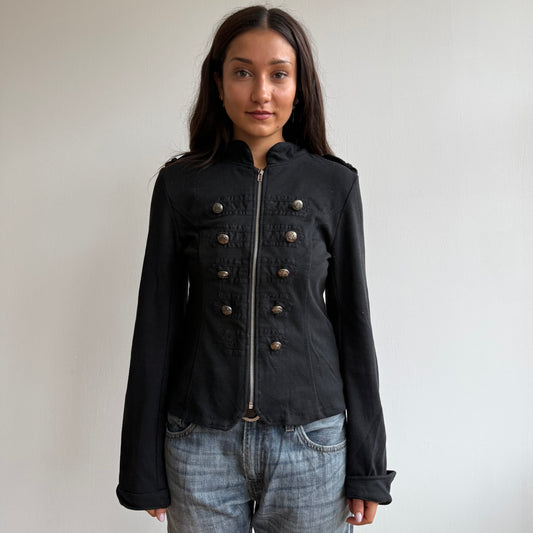 Black zip up military jumper - Size M