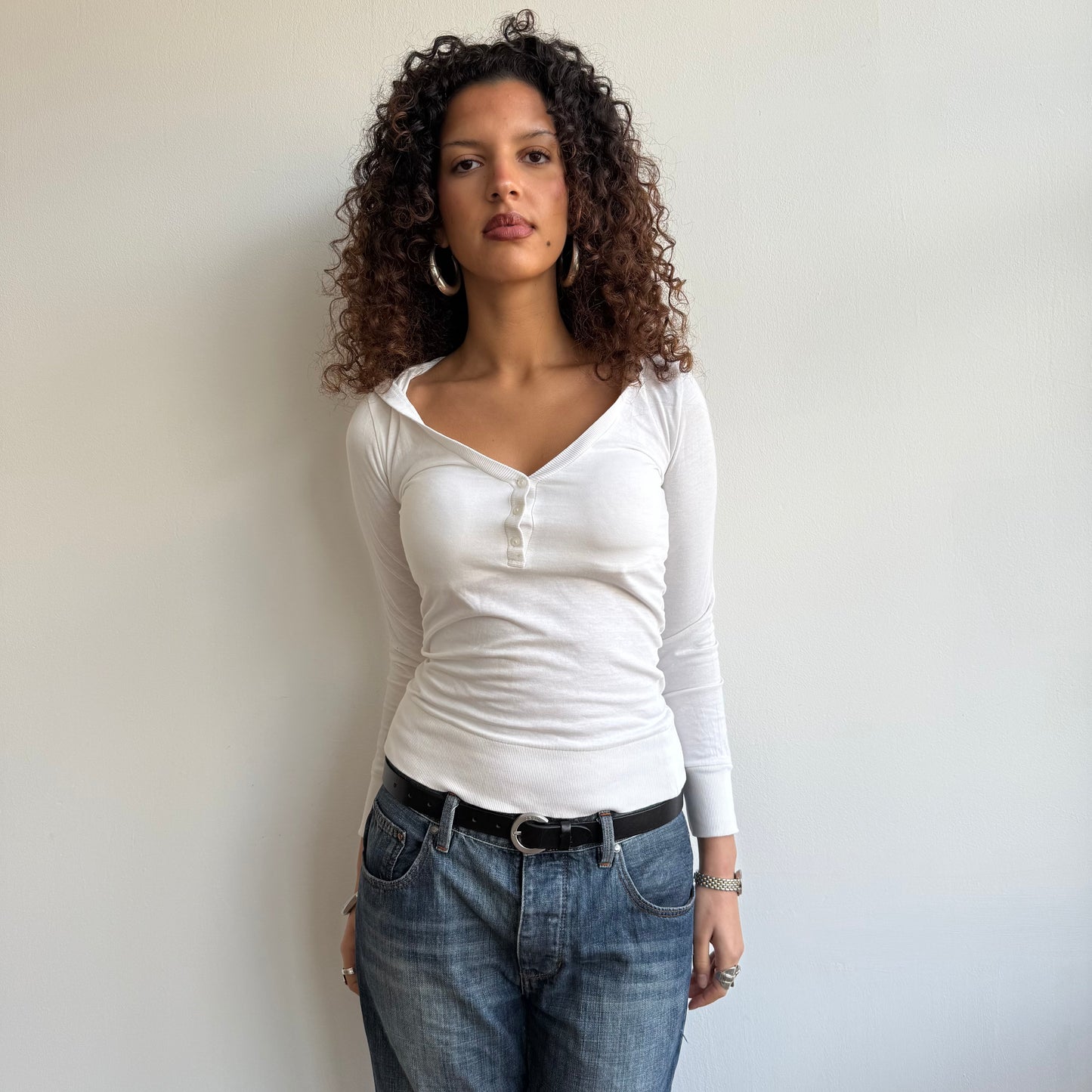 White hooded top - Size S