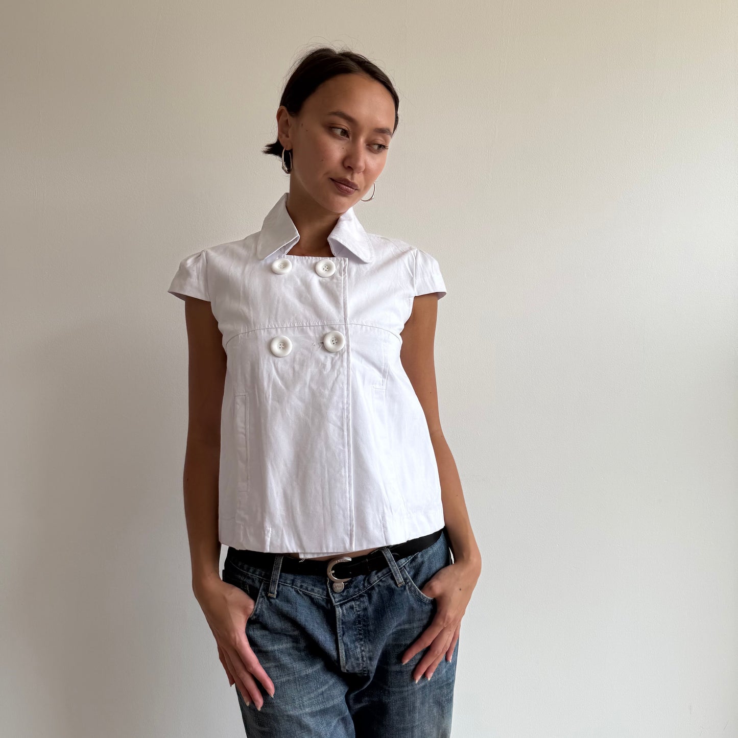 White short sleeve peacoat - Size S