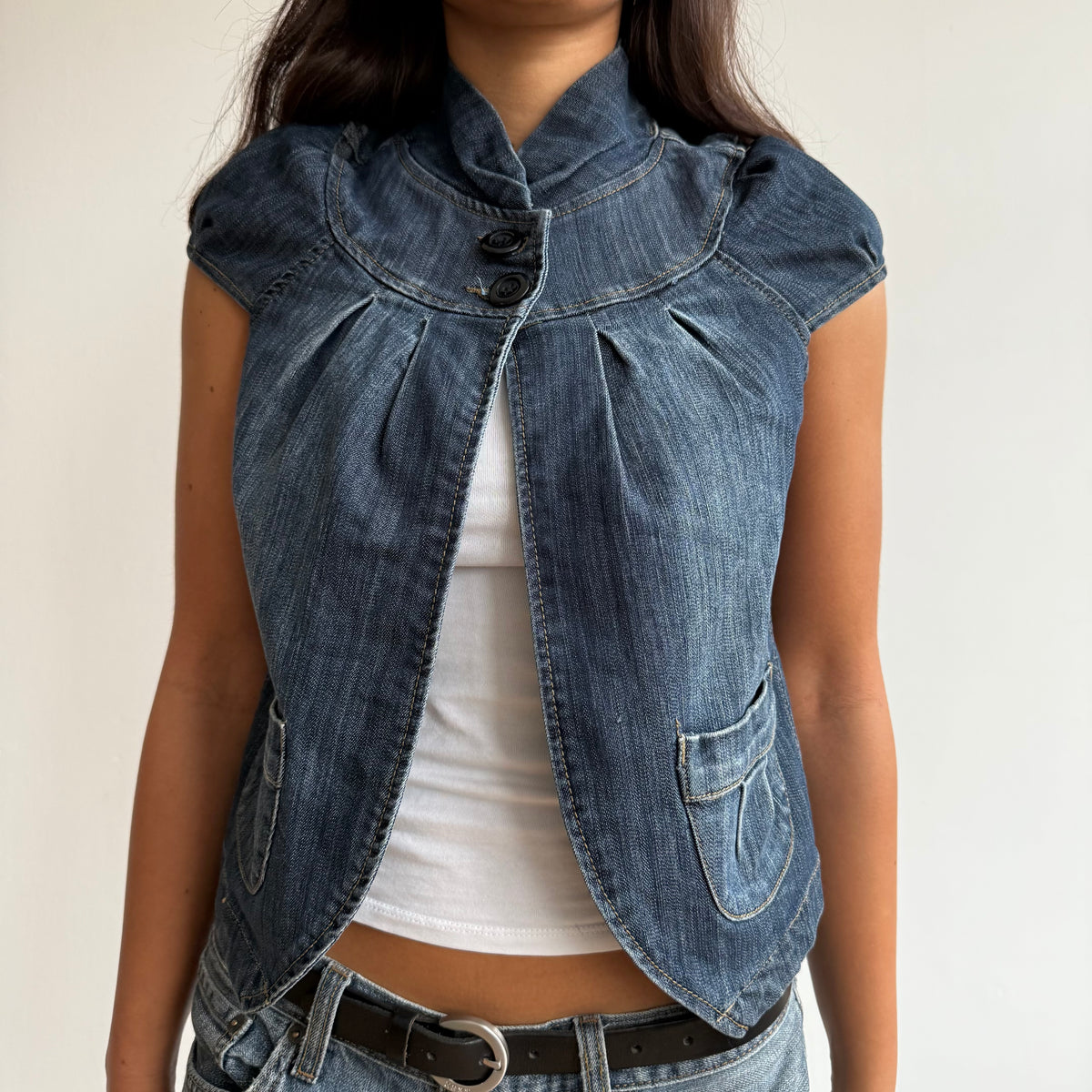 Denim short sleeve peacoat - Size S