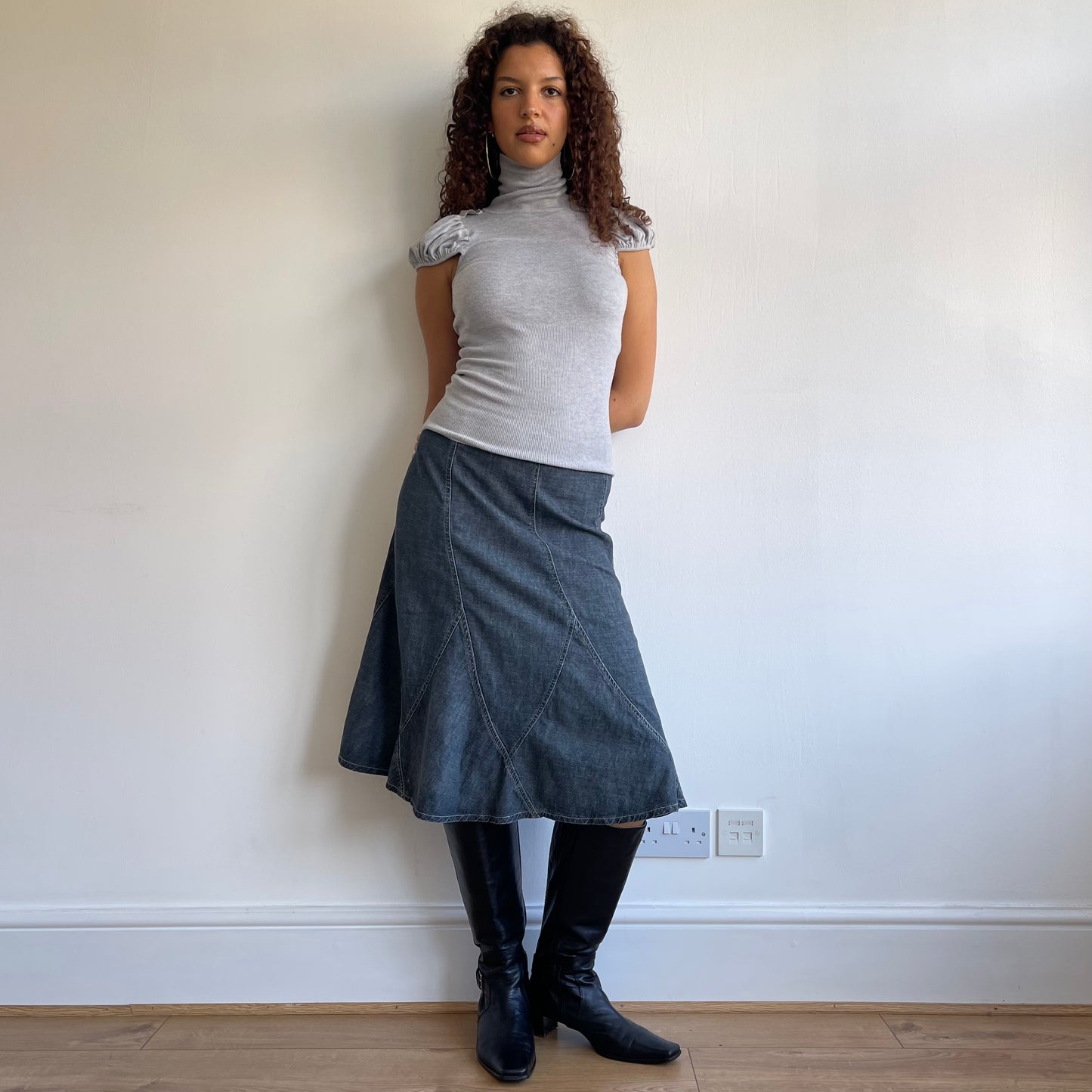 Grey puff sleeve roll neck - Size S