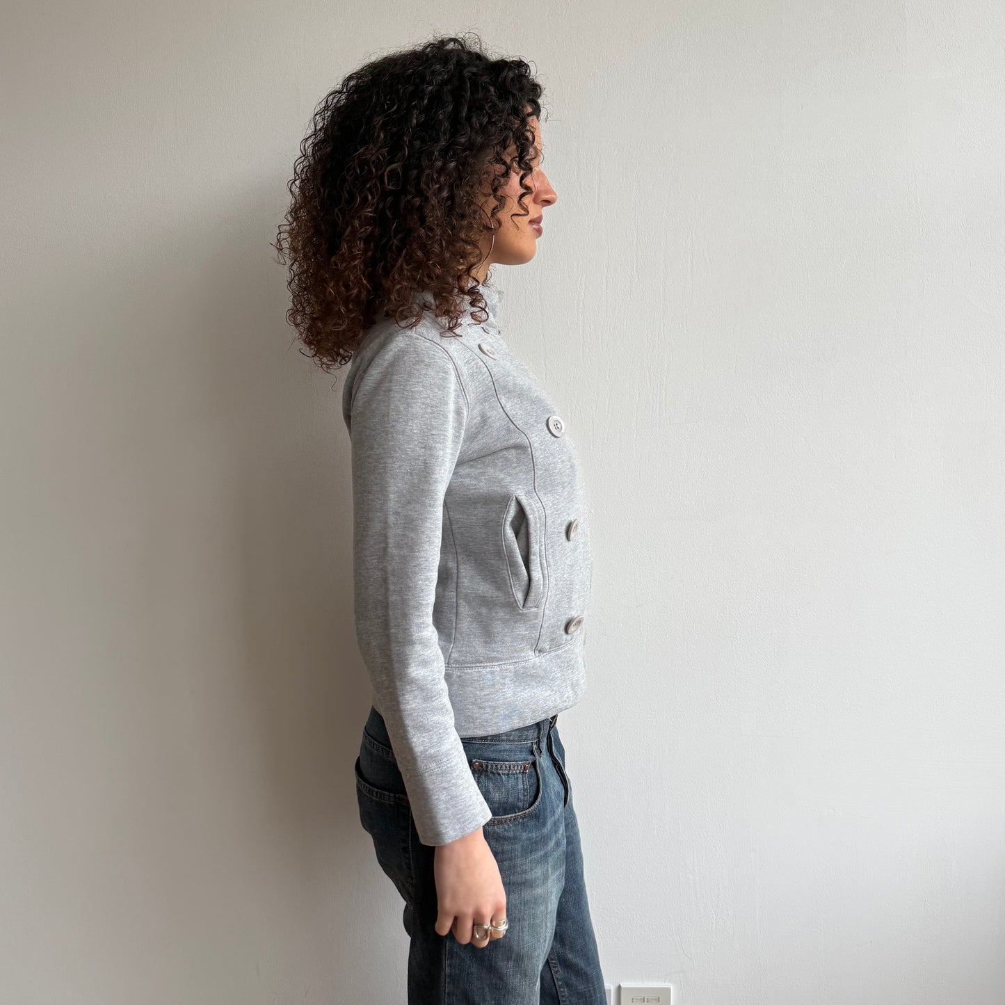 Grey peacoat collar jumper - Size M