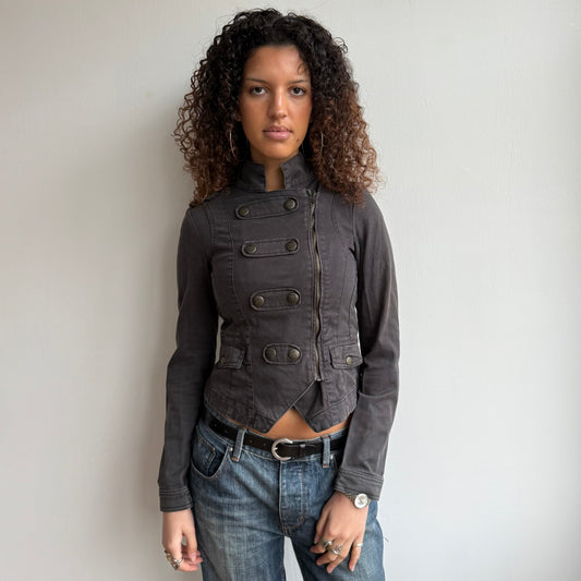 Charcoal zip military jacket - Size M