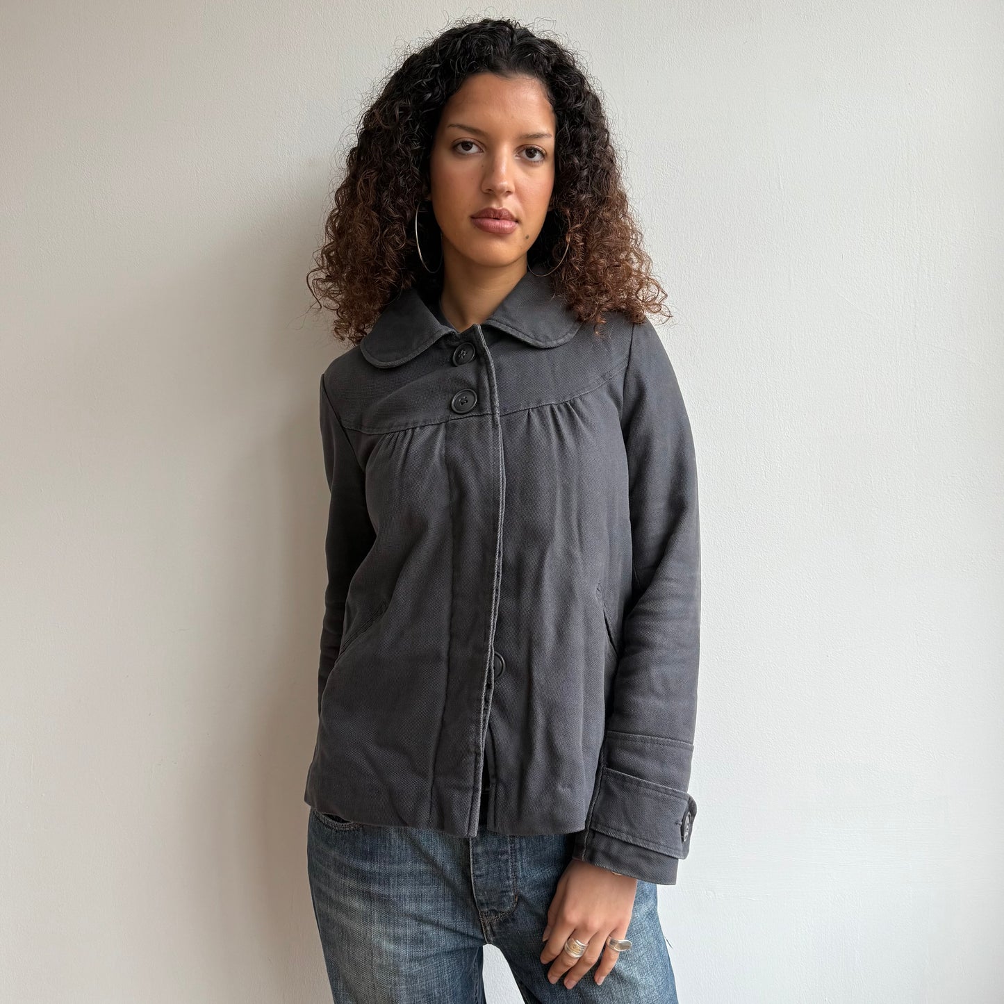 Grey padded peacoat - Size M