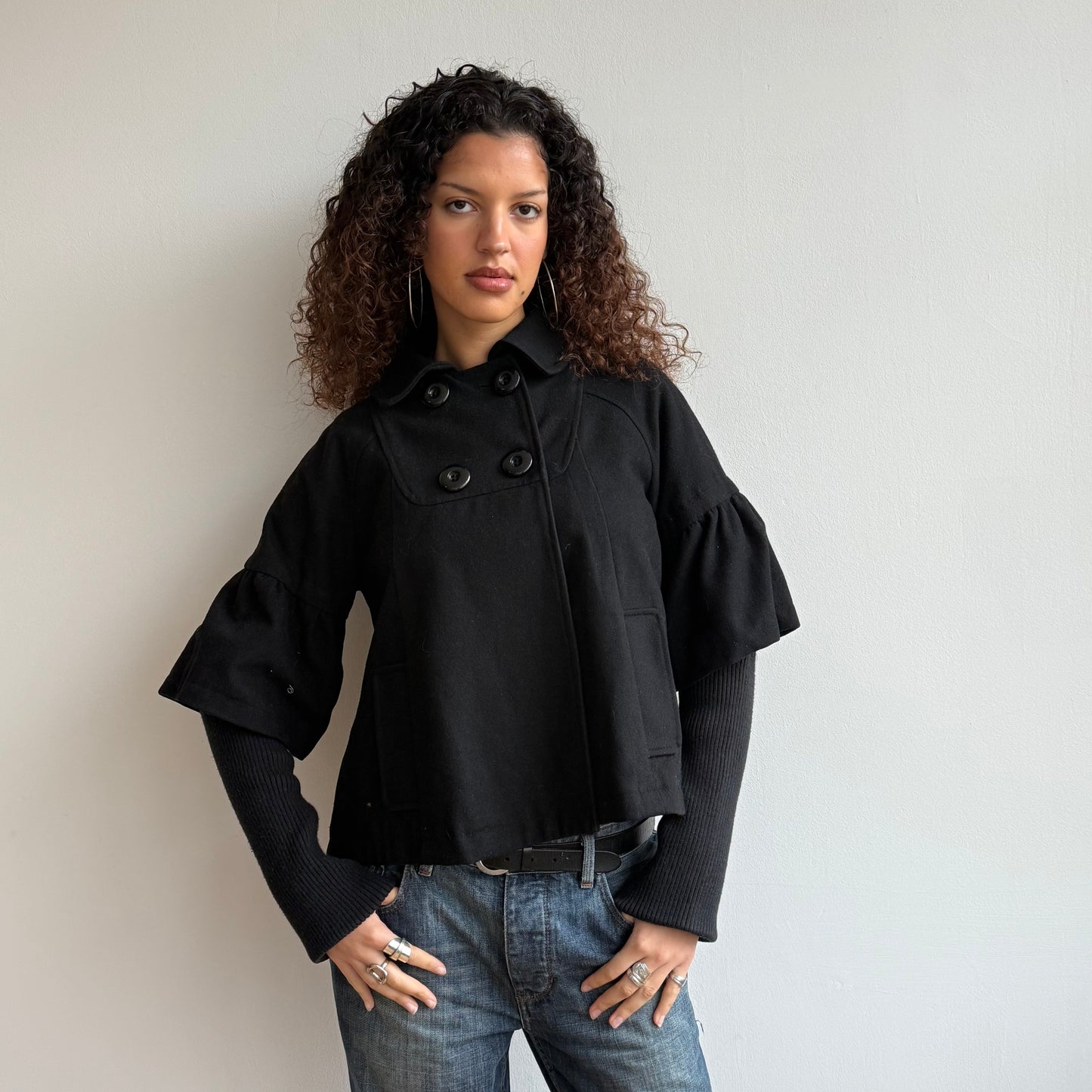 Black ‘Killah’ Miss Sixty peacoat - Size M