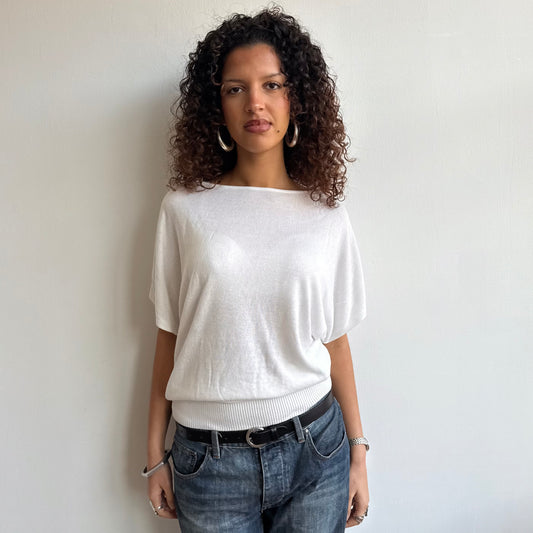 White short sleeve slouchy knit - Size M