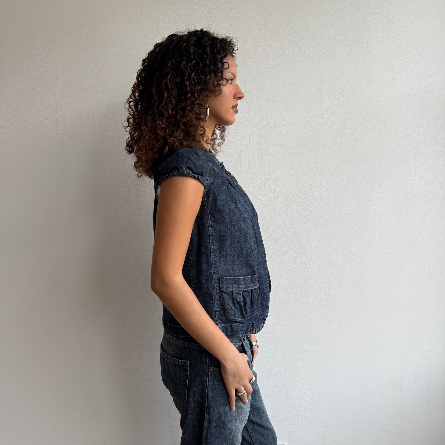 Denim short sleeve peacoat - Size S