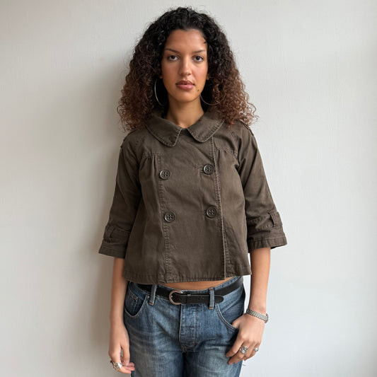 Brown 3/4 sleeve peacoat - Size M