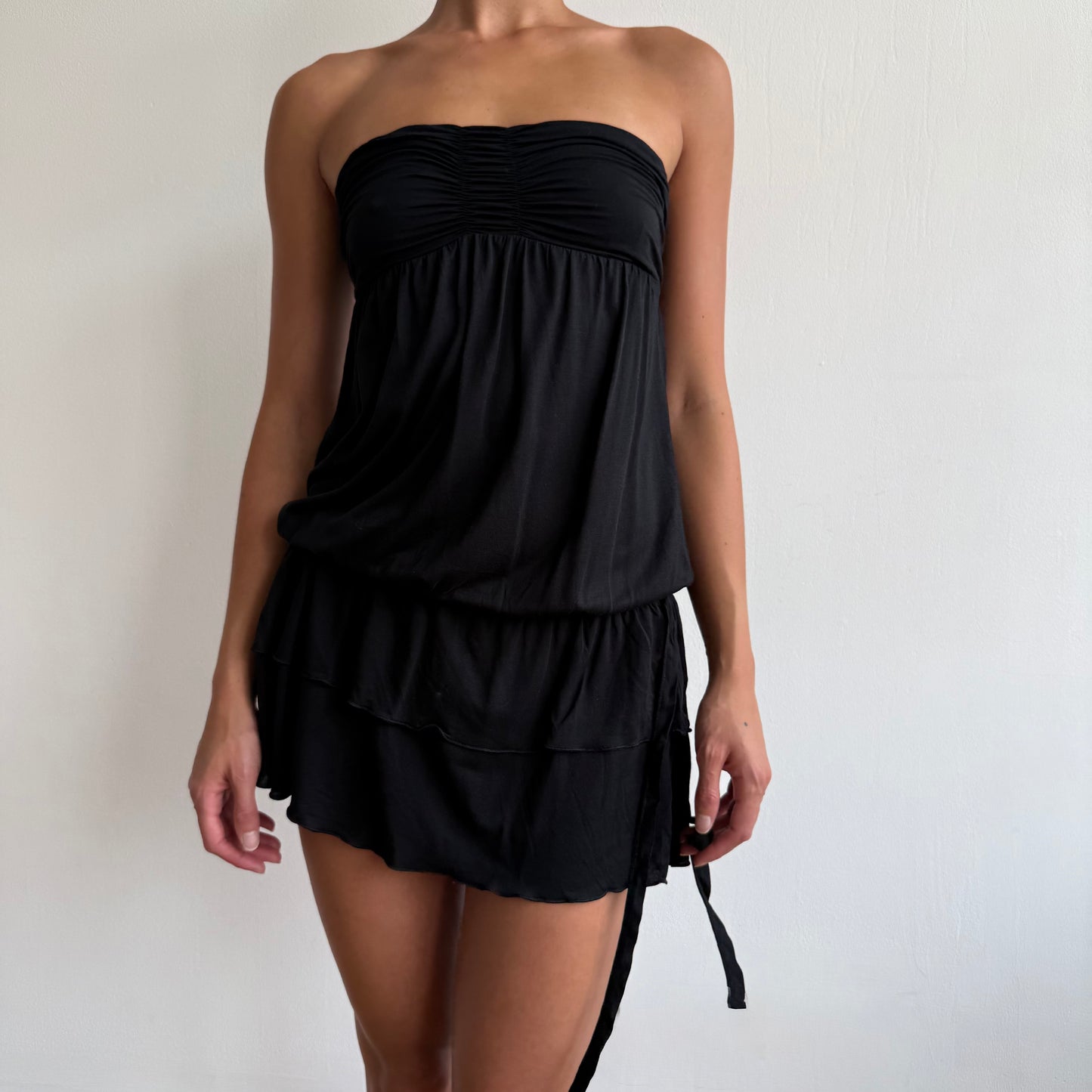 Black ruched mini dress - Size S