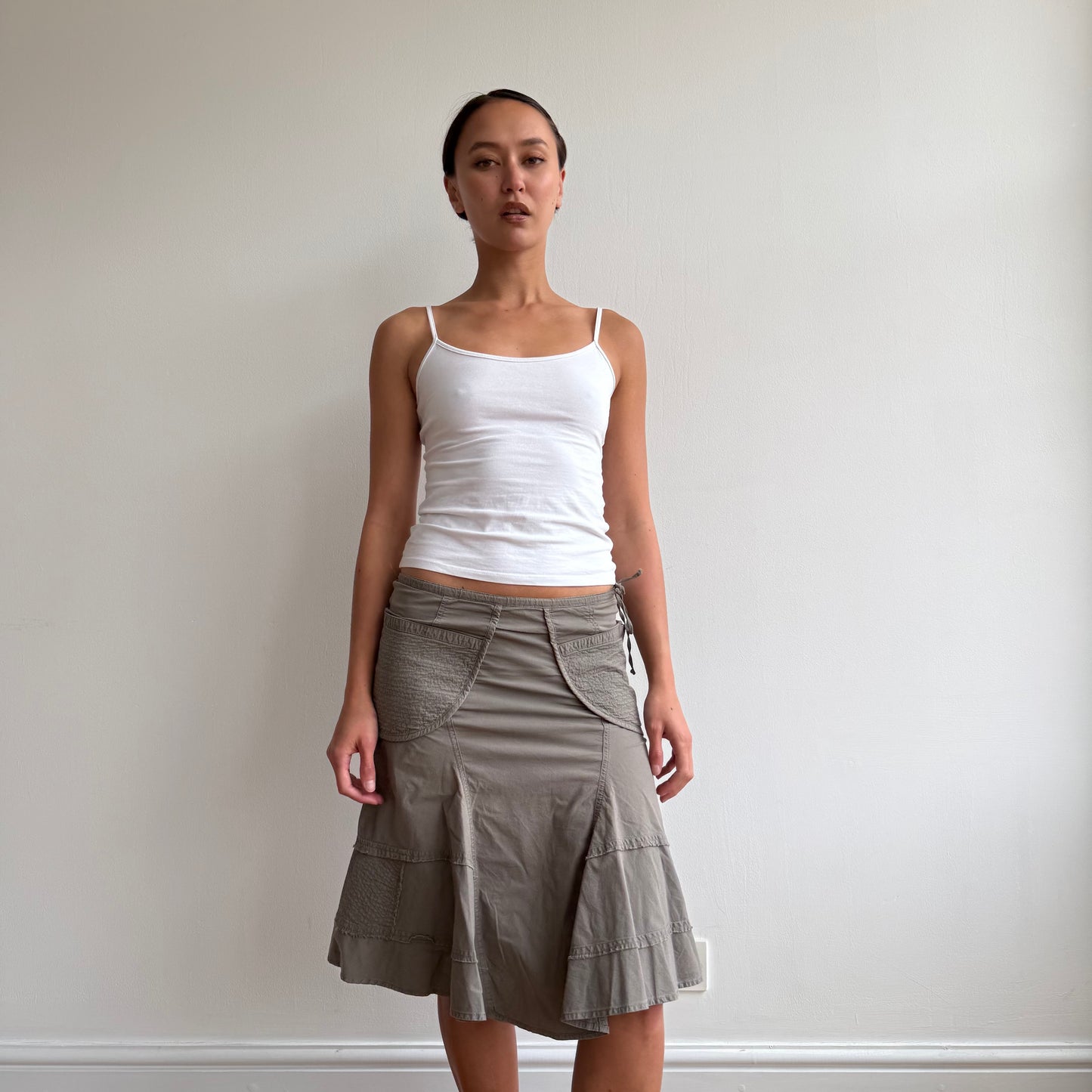 Khaki pocket midi skirt - Size S