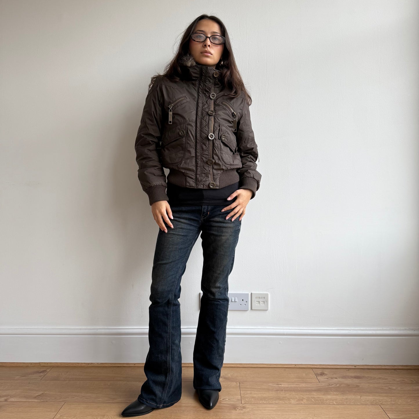 Brown puffer bomber - Size XS