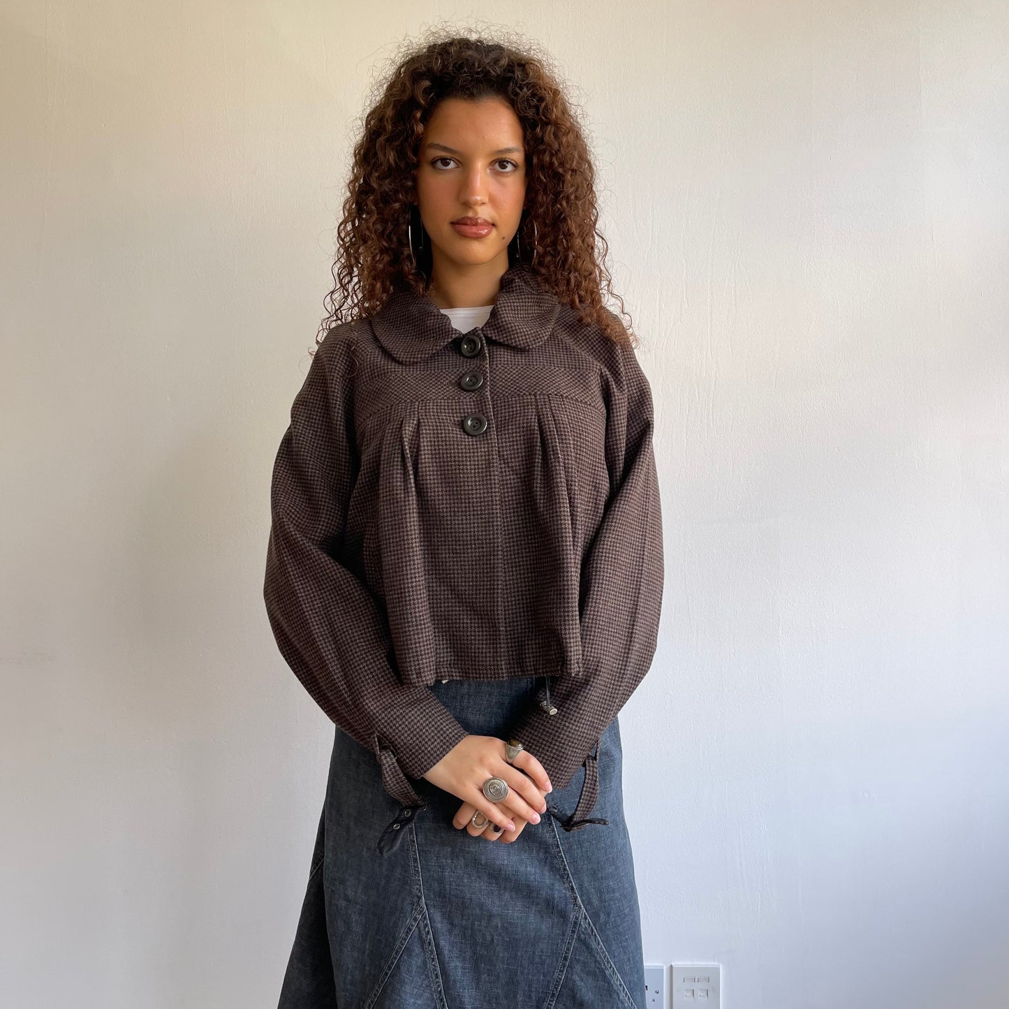 SPORTMAX Brown houndstooth peacoat - Size M