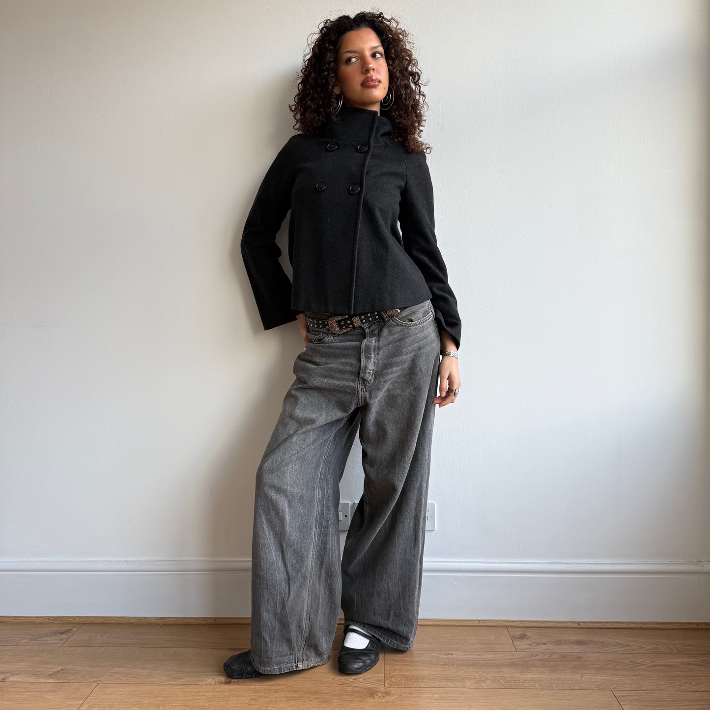 Black wool peacoat - Size S