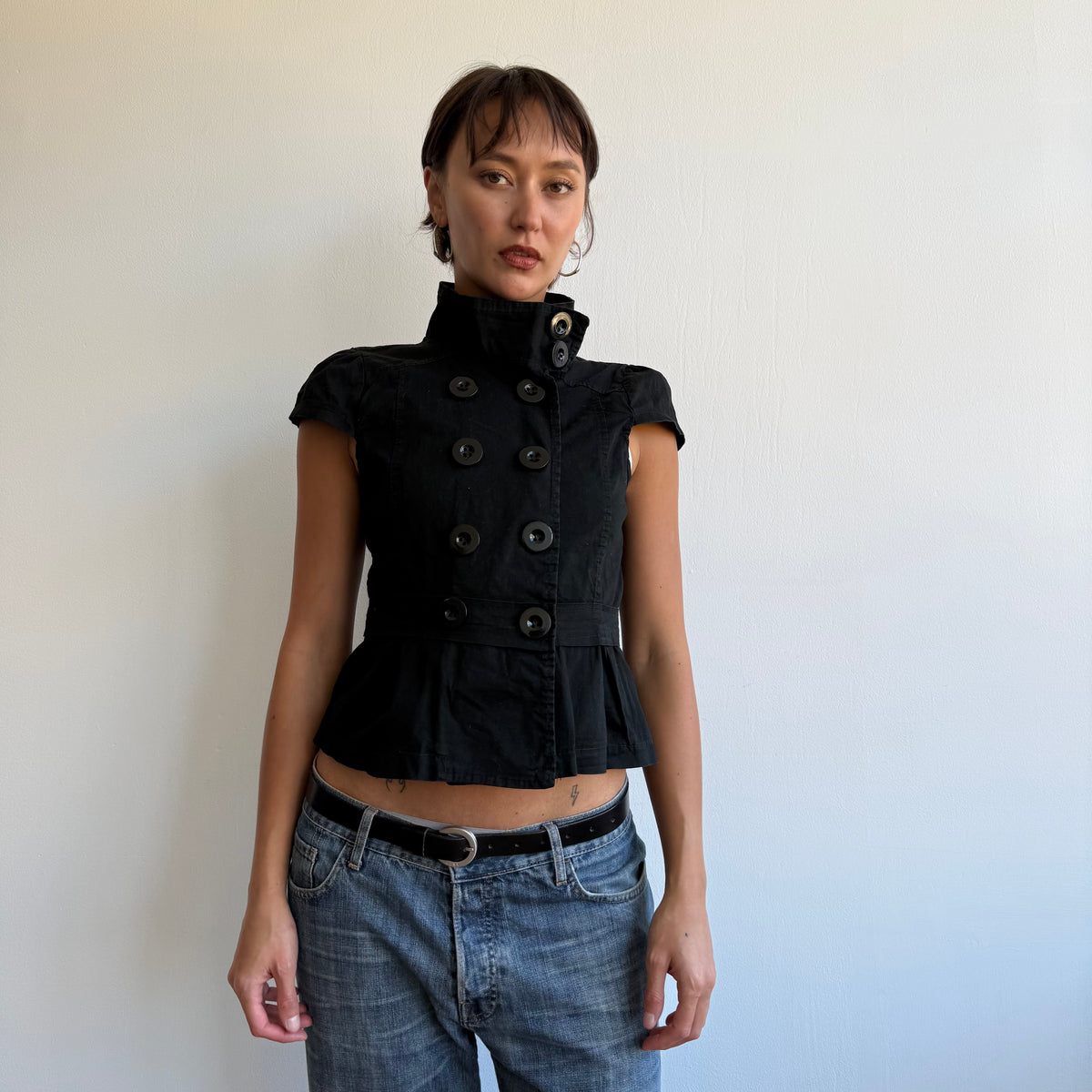 Black double breasted peacoat - Size M