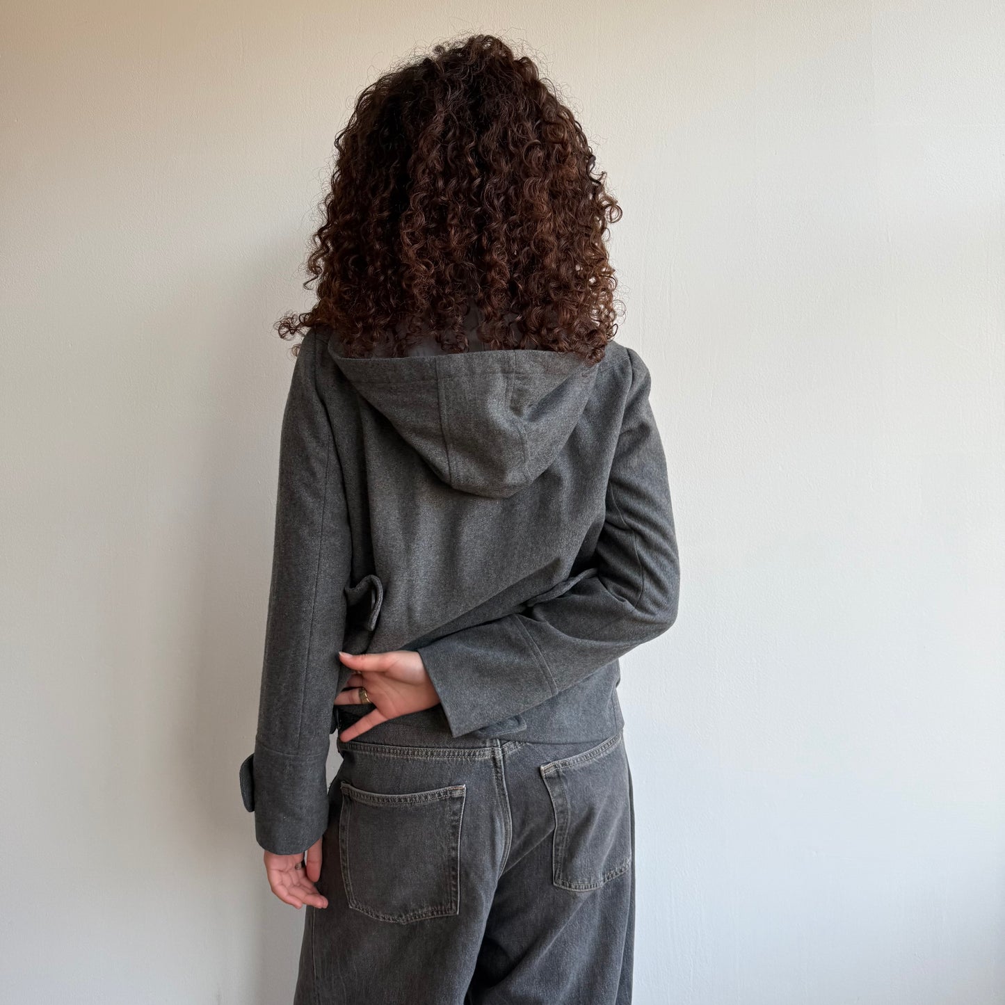 Grey hood peacoat - Size S