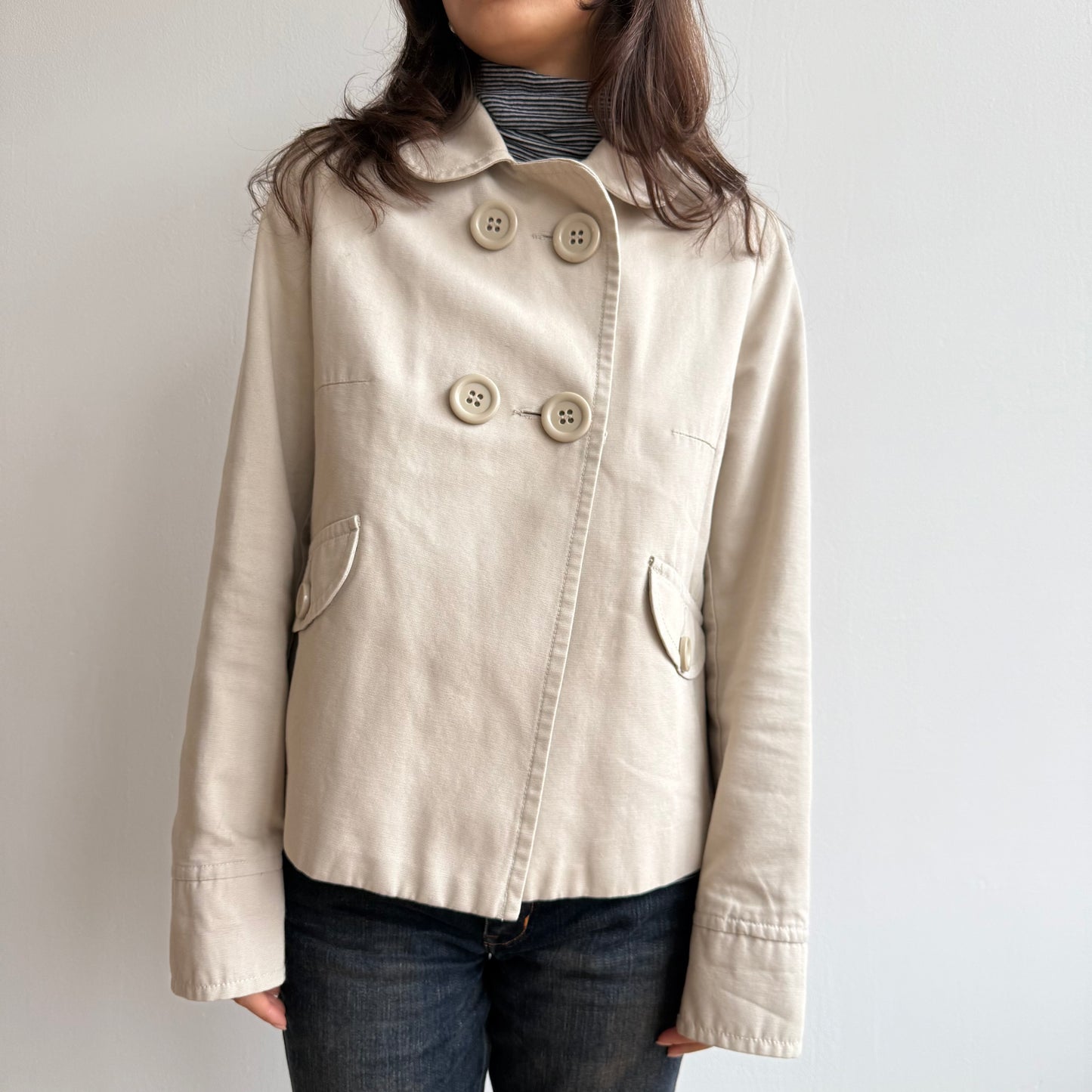 Cream peacoat - Size S/M