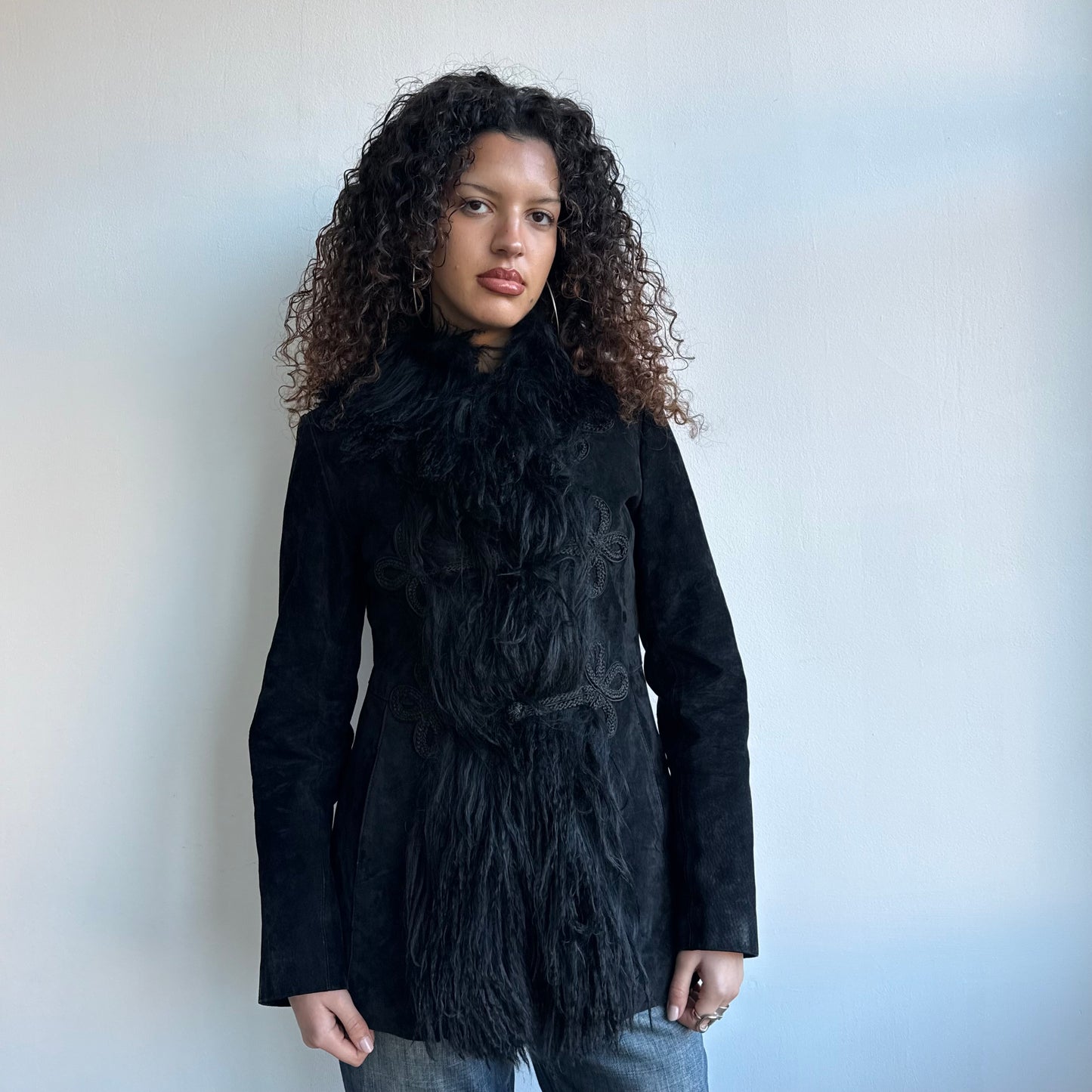 Black frog clasp Afghan coat - Size S