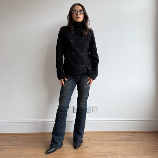 Black buckle peacoat - Size S