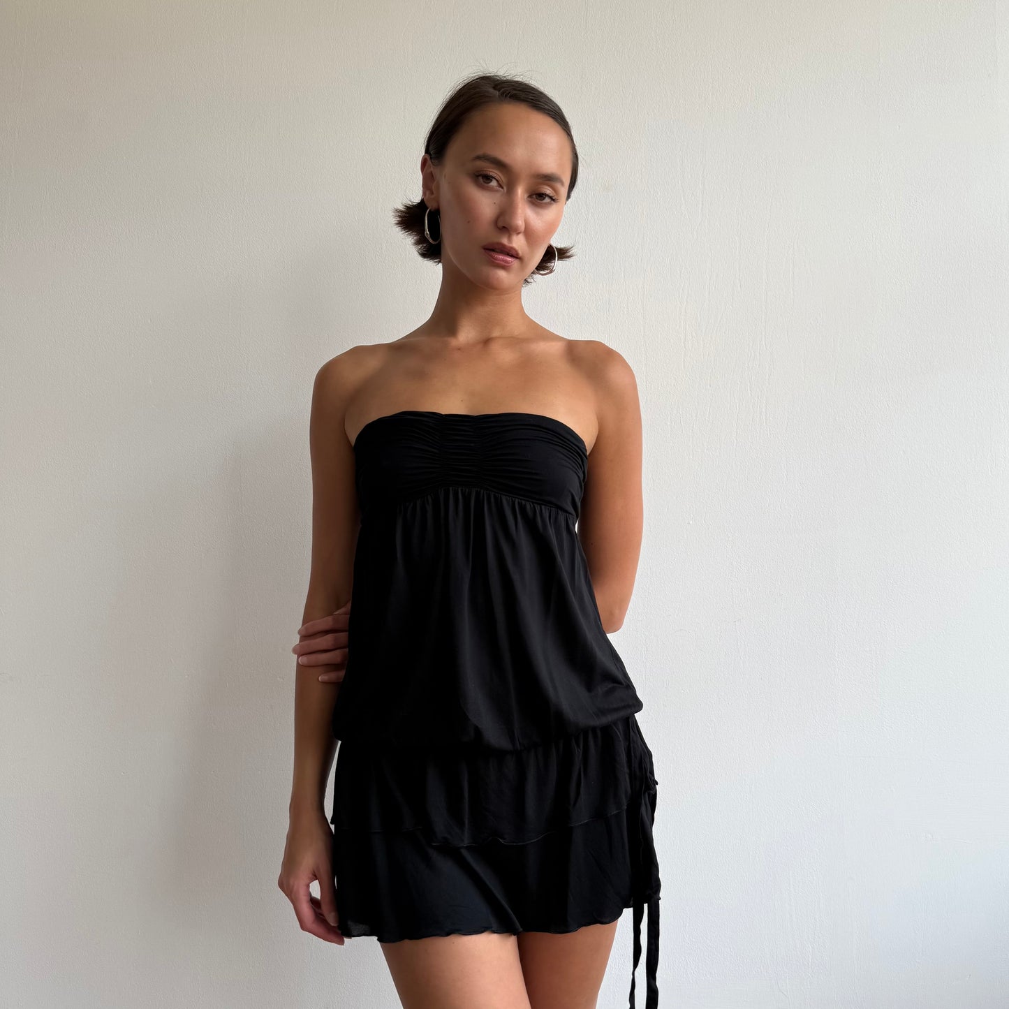 Black ruched mini dress - Size S