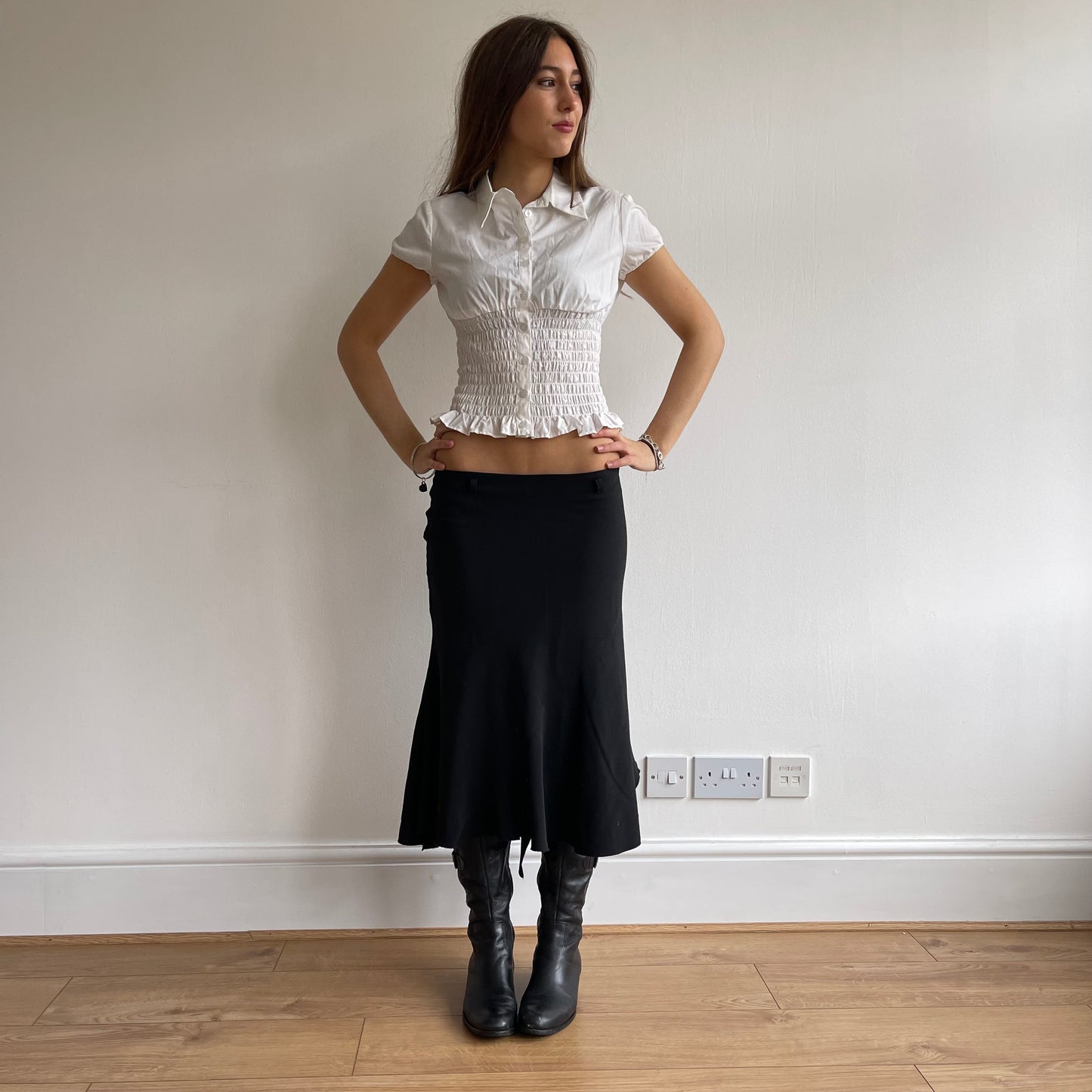 White ruched shirt - Size S