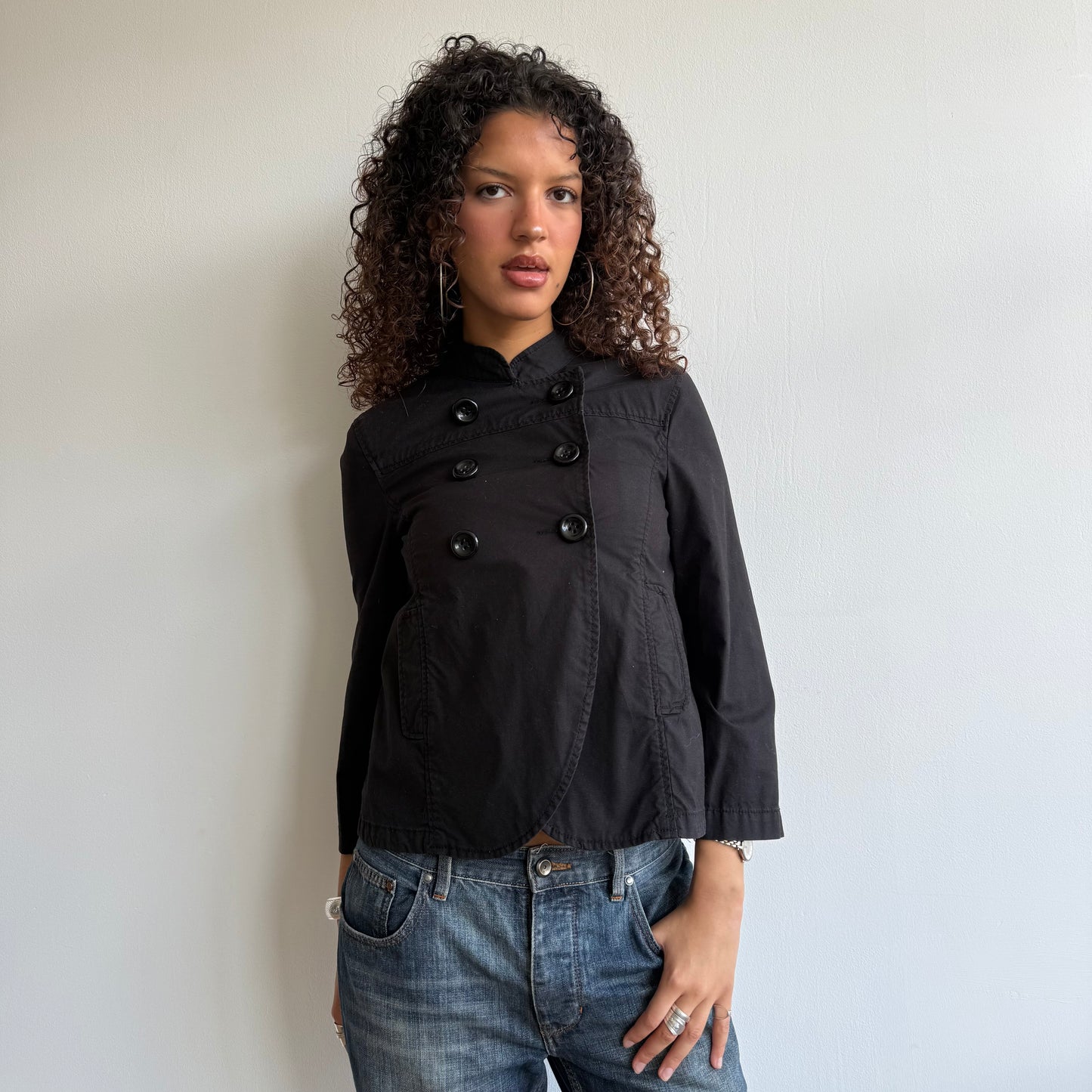Black button peacoat - Size S