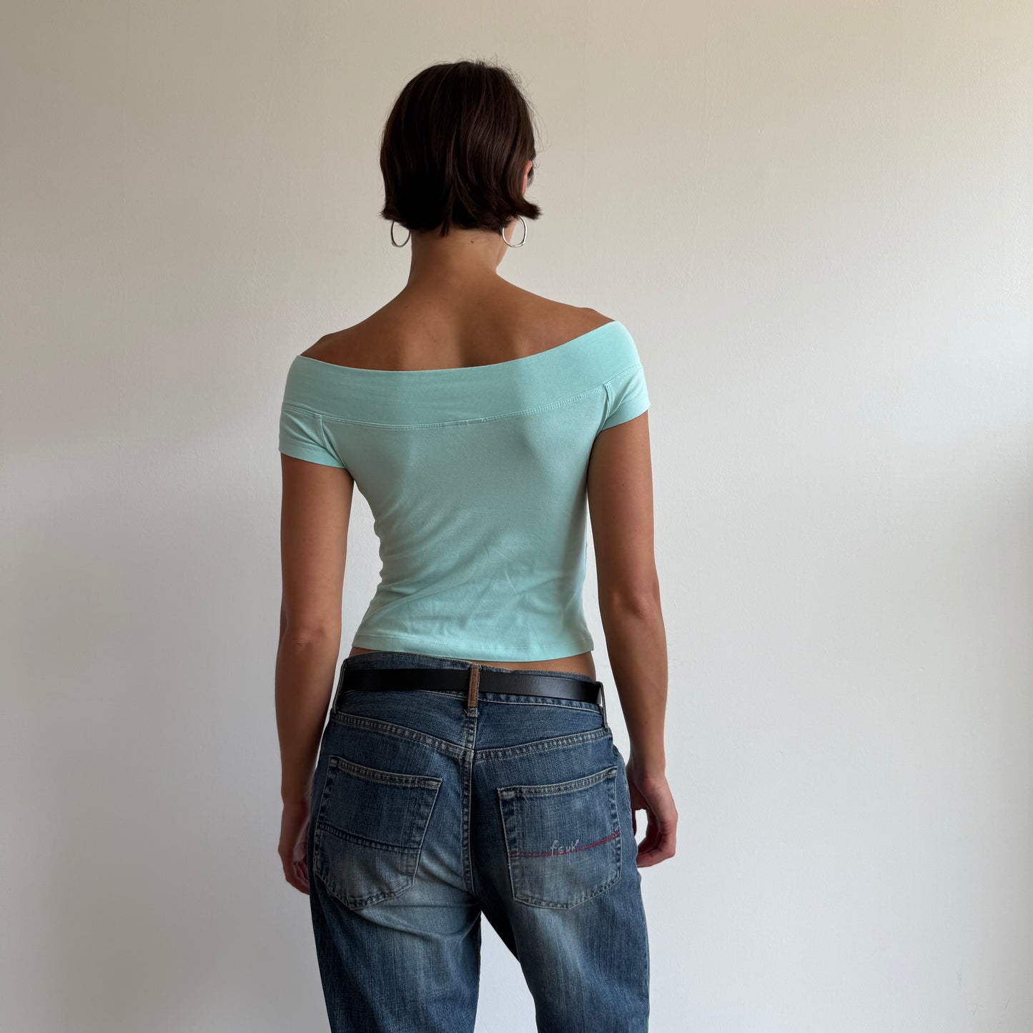 Turquoise bardot top - Size XS