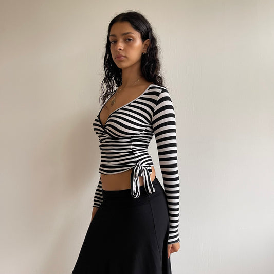 Black and white stripe ballet top - Size S