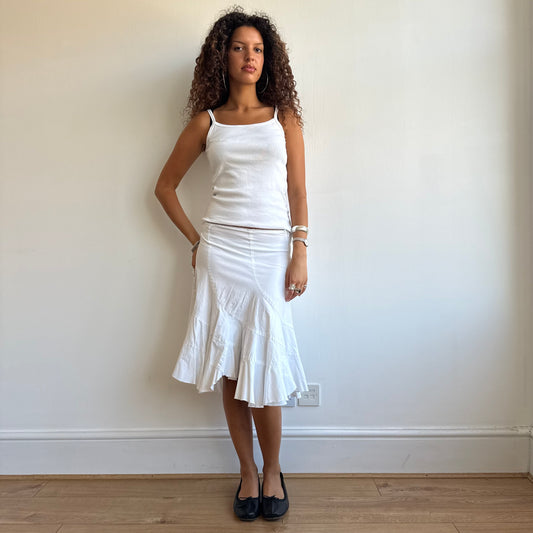 White ruffled midi skirt - Size S