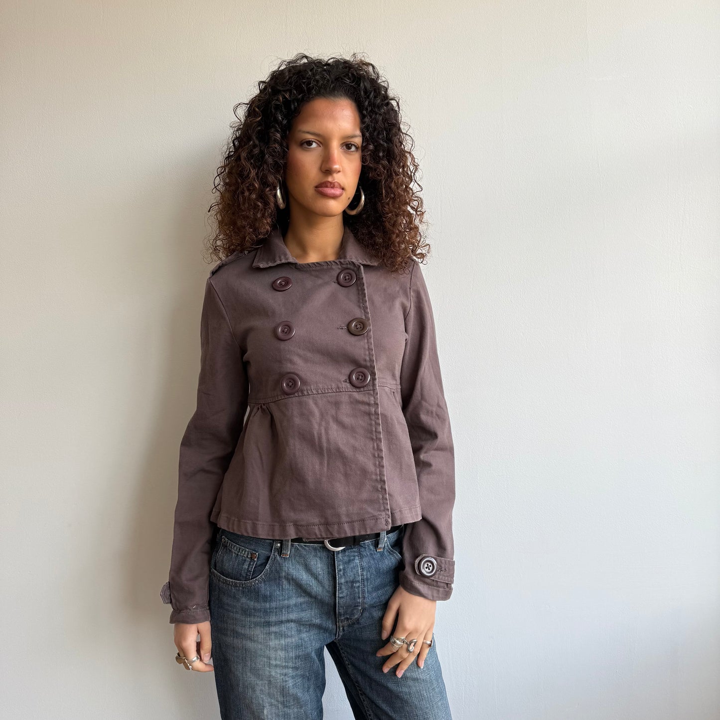 Brown double breasted peacoat - Size S
