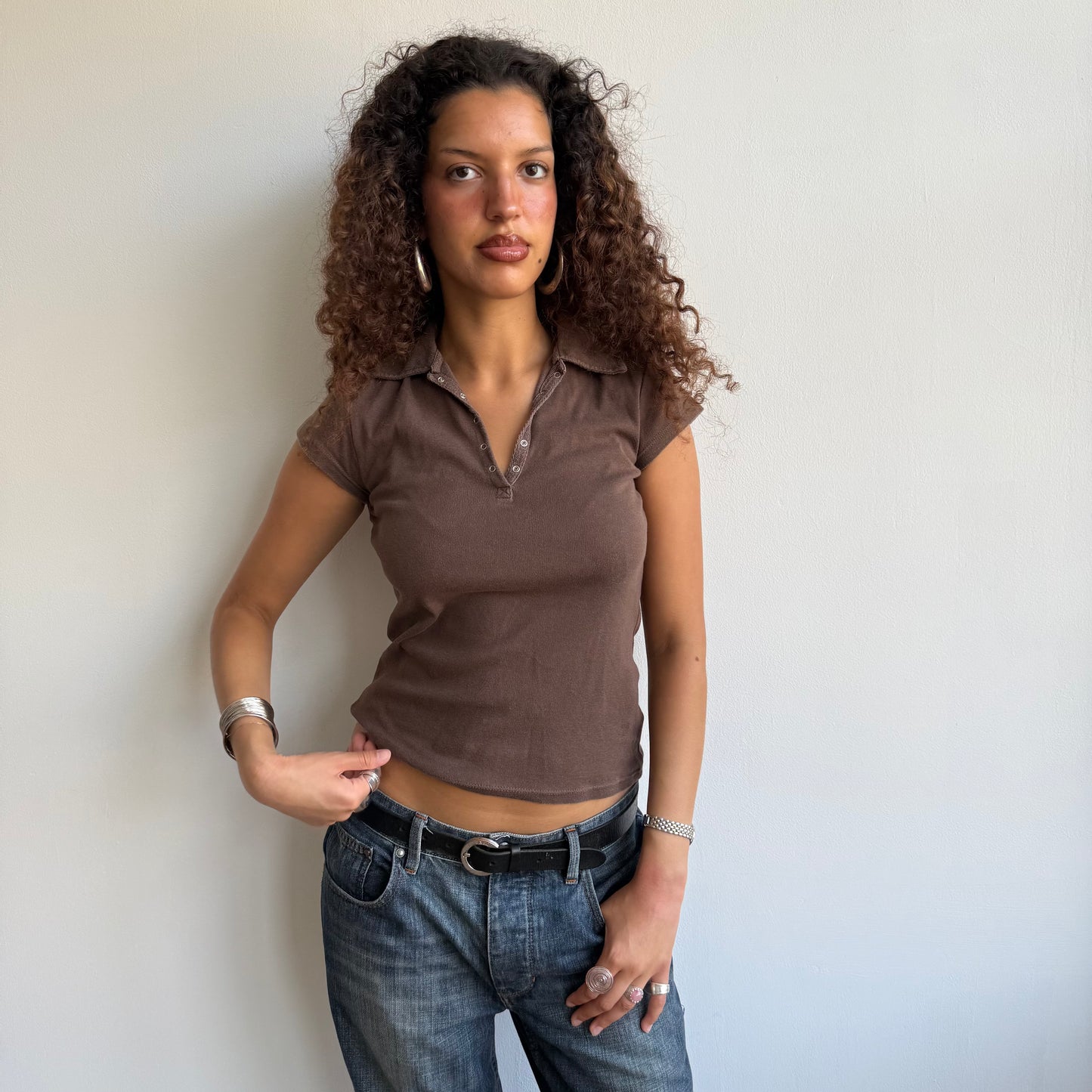 Brown polo top - Size S/M