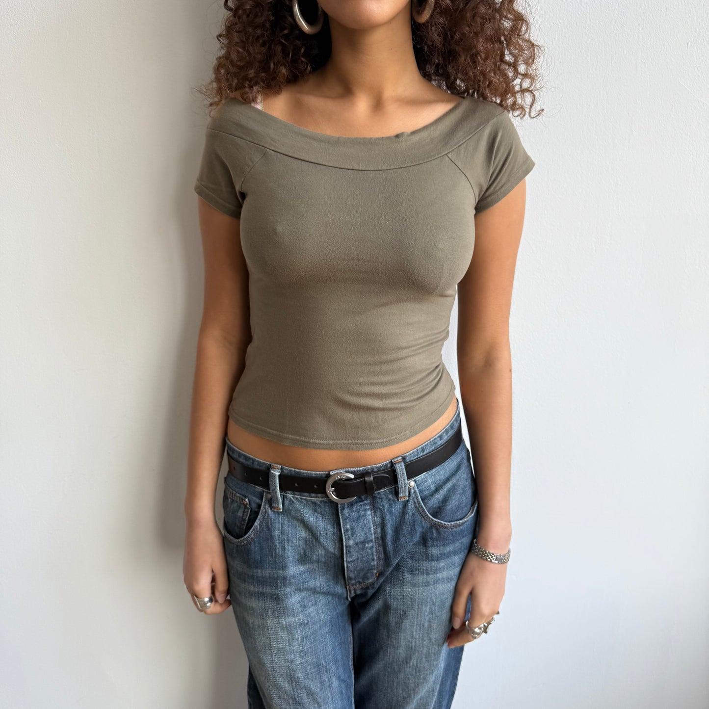 Khaki Bardot t-shirt - Size S