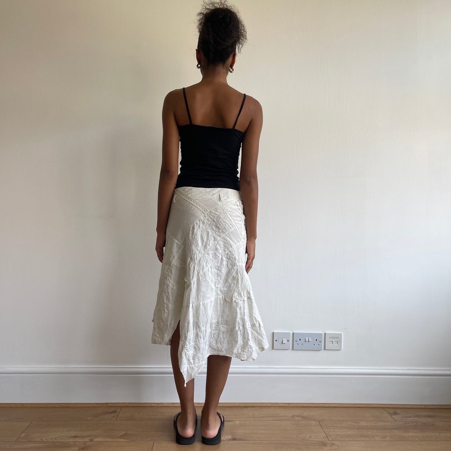 Cream patchwork midi skirt - Size S