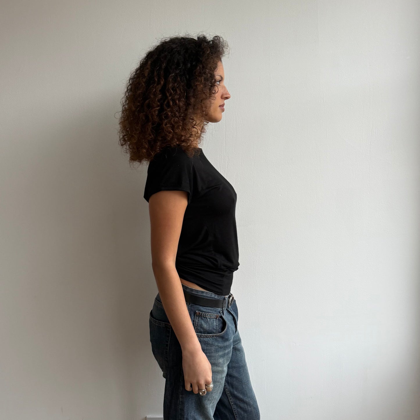 Black keyhole slouchy t-shirt - Size M