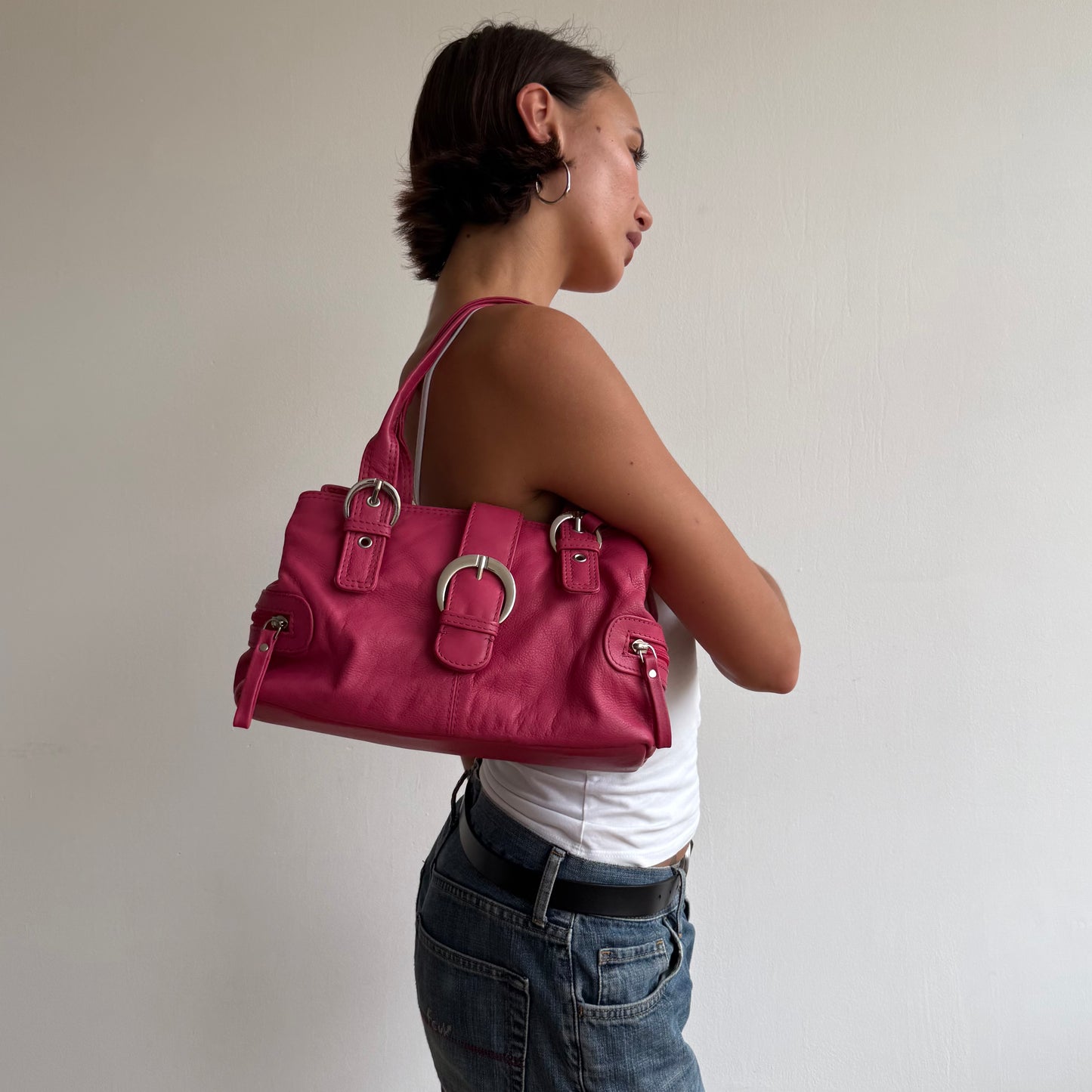 Hot pink buckle bag - One Size