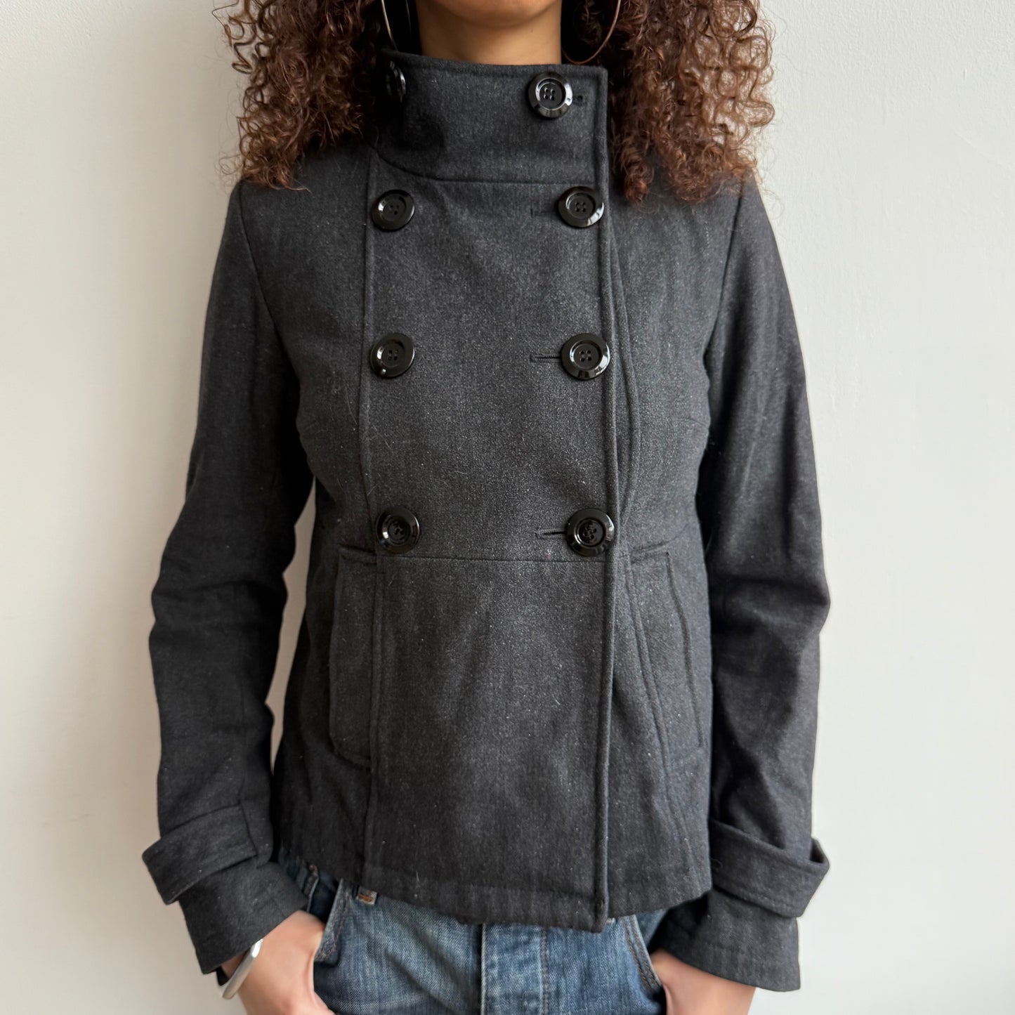 Charcoal grey peacoat - Size M