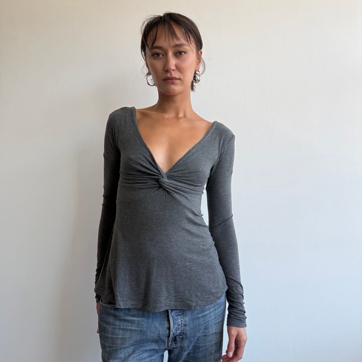 Charcoal twist keyhole top - Size S