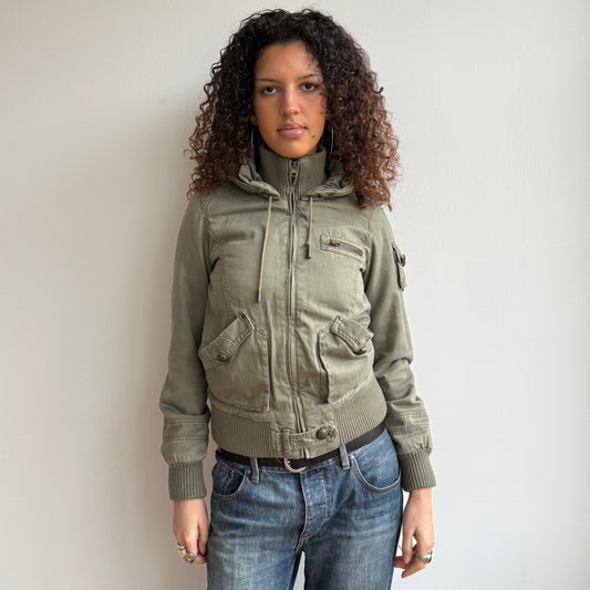Khaki padded cargo bomber - Size M