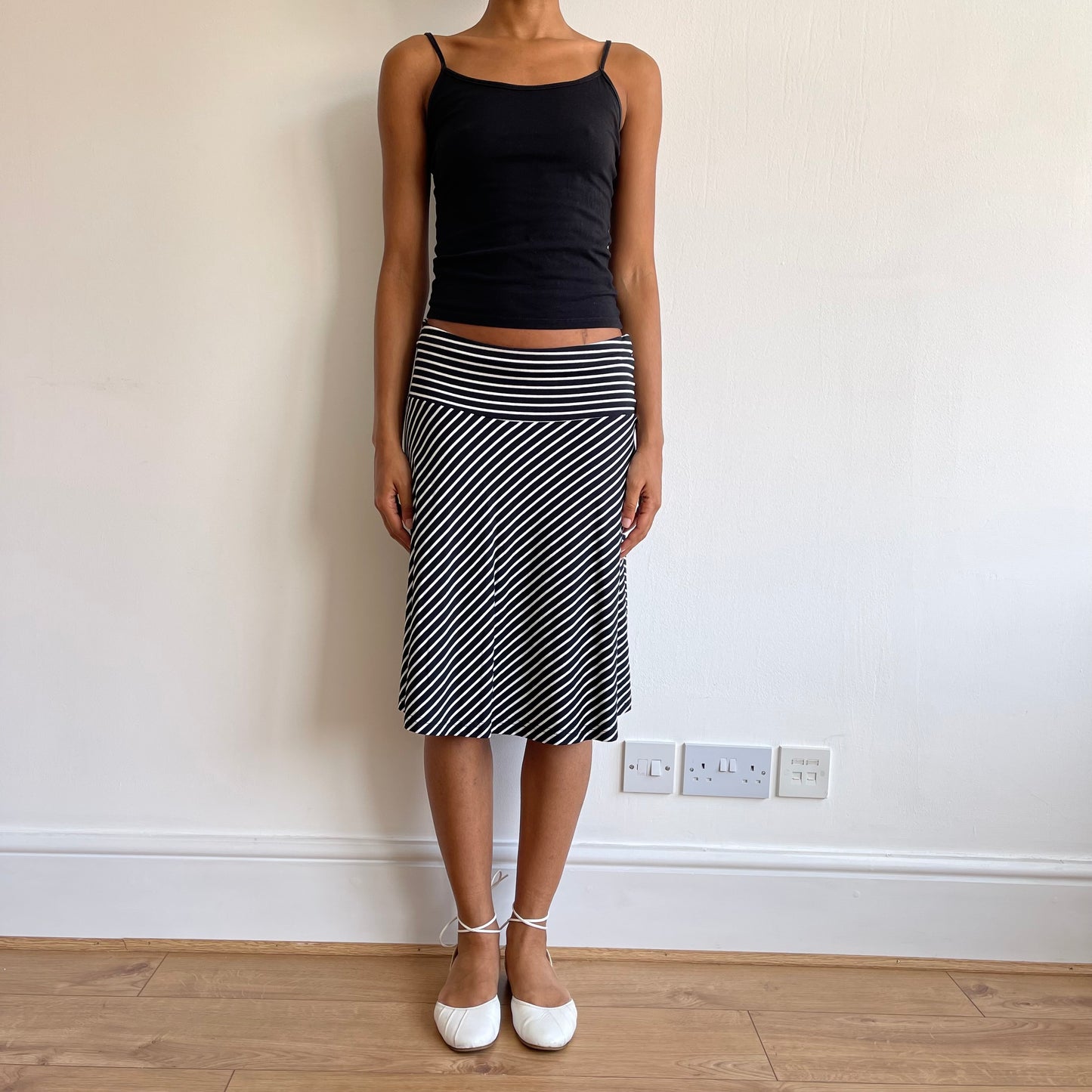 Black striped midi skirt - Size S